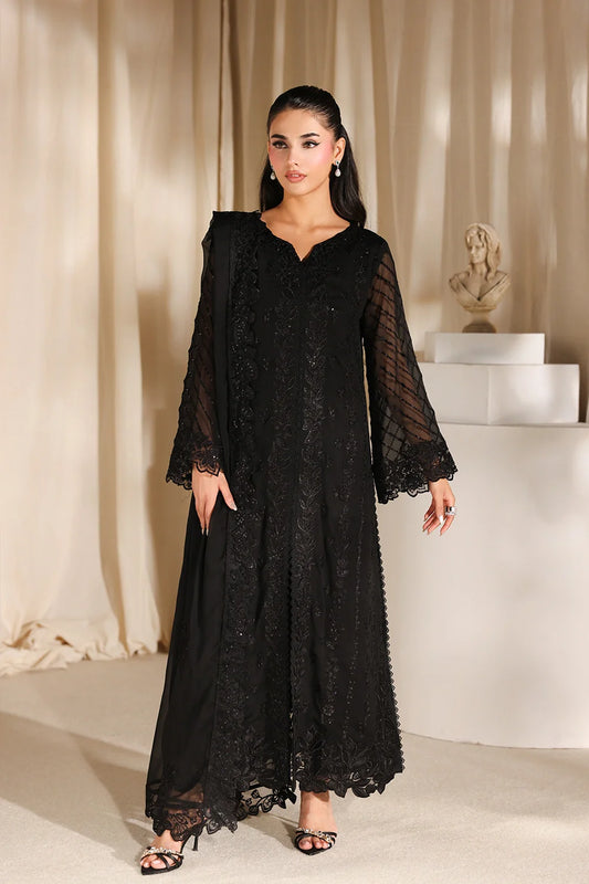 Azure Luxe Embroidered 3 Piece Unstitched Suit (Black Pearl)