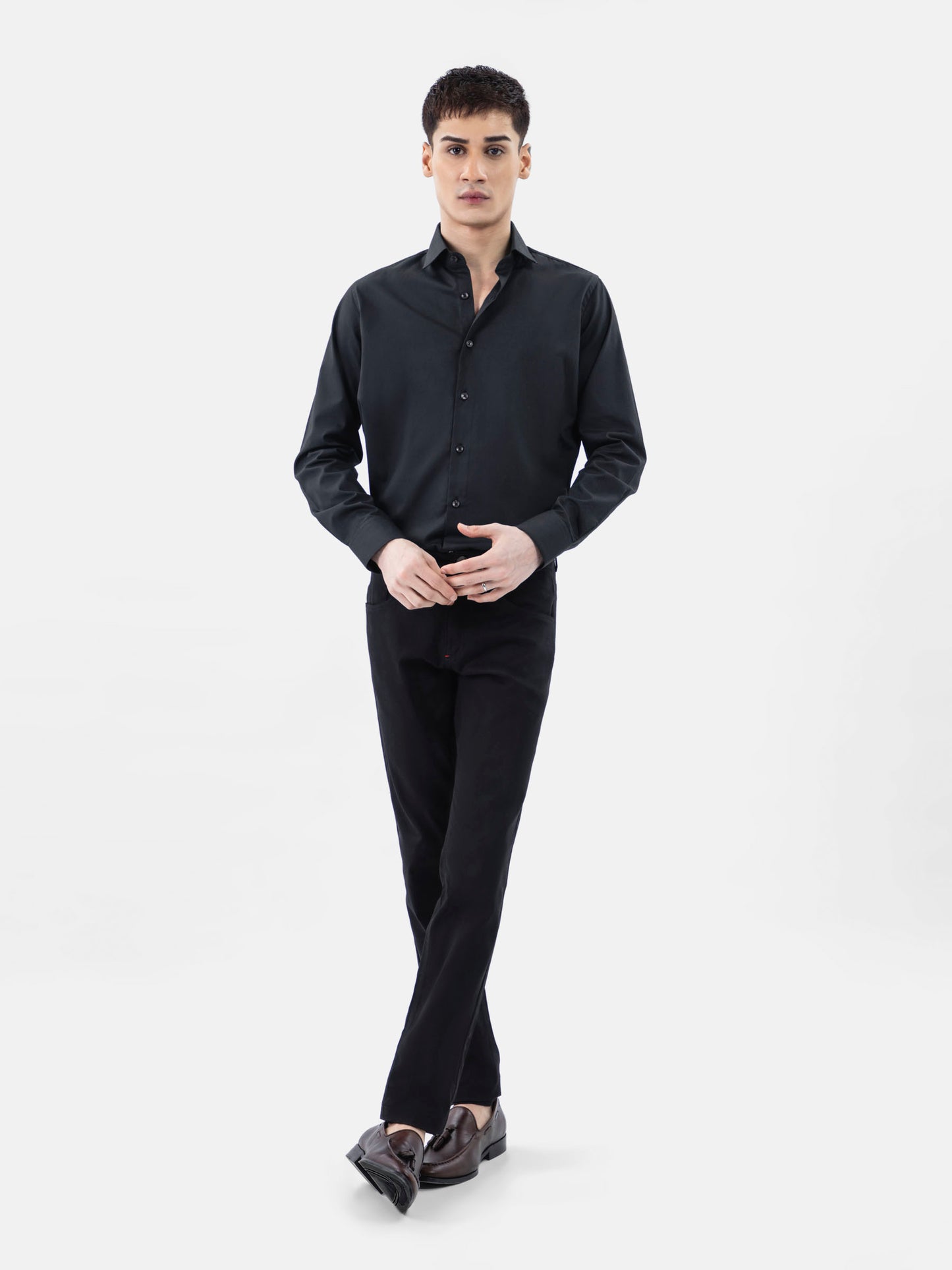 Black 3289 Super Fine Satin Shirt-SS2024