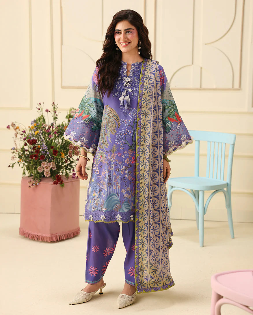 Mushq Soleil 3 Piece stitched Lawn Suit (Camellia Kiss)