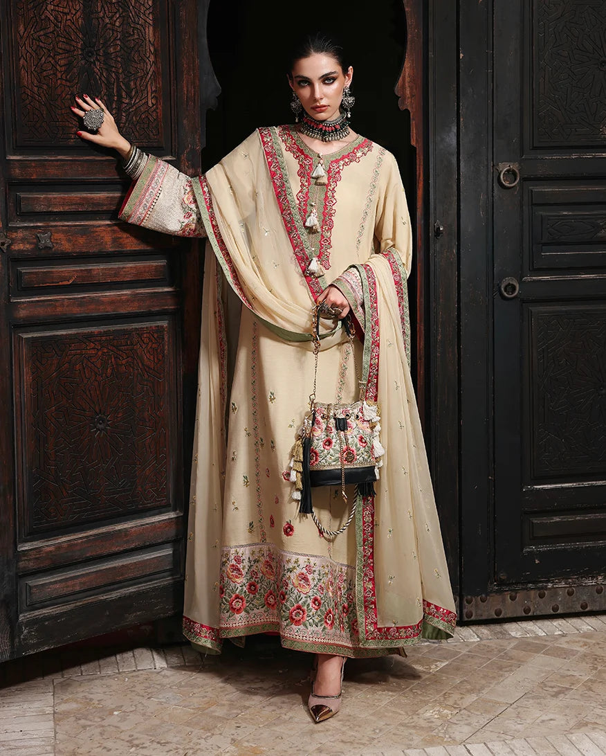 Mushq Nuvera 26 Embroidered 3-Piece Unstitched Suit (Cardinal Gem)
