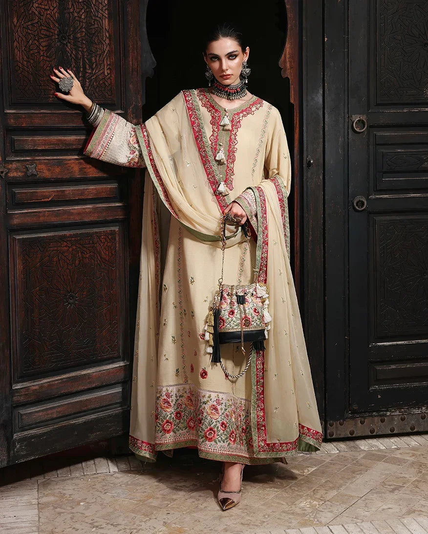 Mushq Nuvera 26 Embroidered 3-Piece Unstitched Suit (Cardinal Gem)