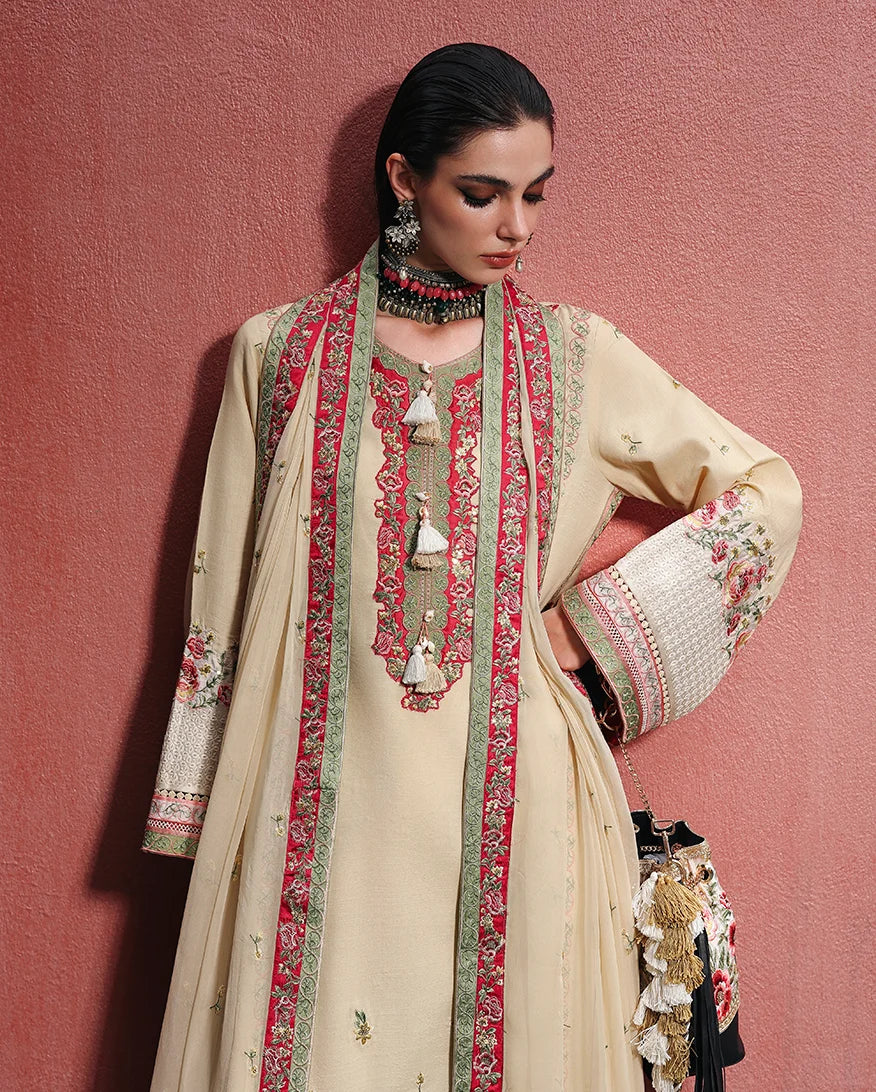 Mushq Nuvera 26 Embroidered 3-Piece Unstitched Suit (Cardinal Gem)