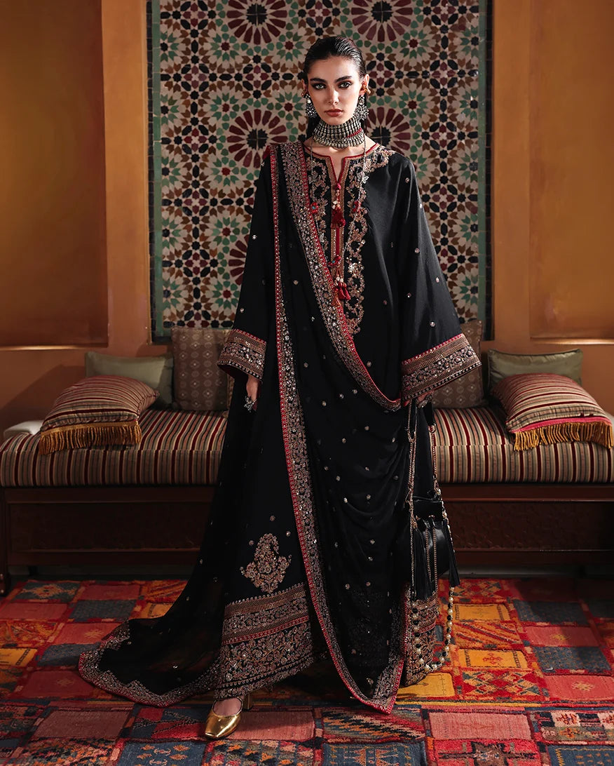 Mushq Nuvera 26 Embroidered 3-Piece Unstitched Suit (Carmine Jewel)