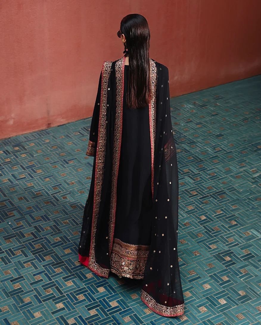 Mushq Nuvera 26 Embroidered 3-Piece Unstitched Suit (Carmine Jewel)