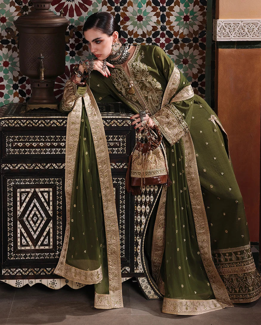 Mushq Nuvera 26 Embroidered 3-Piece Unstitched Suit (Celestia Crown)