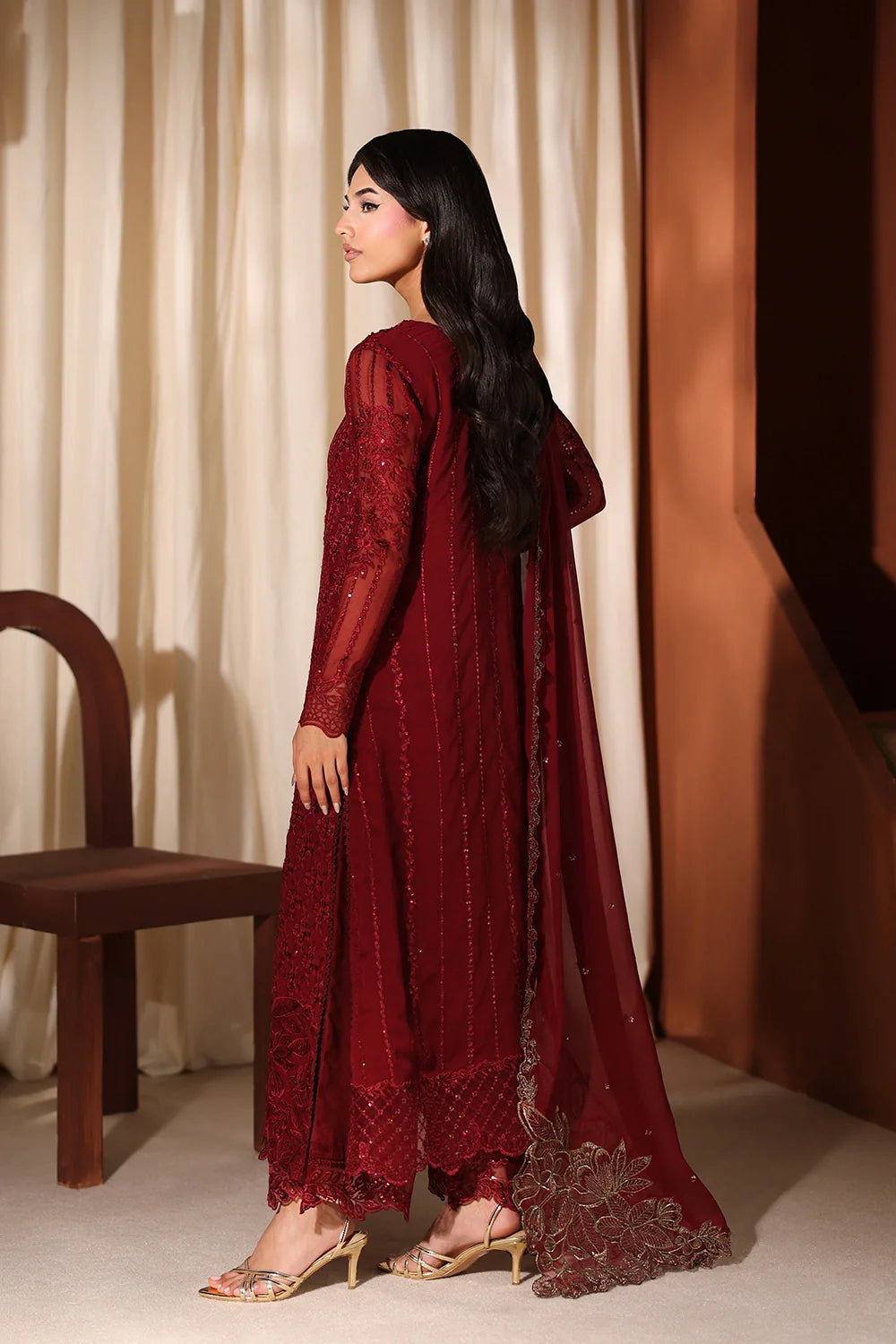 Azure Luxe Embroidered 3 Piece Unstitched Suit (Cherry Blossom)