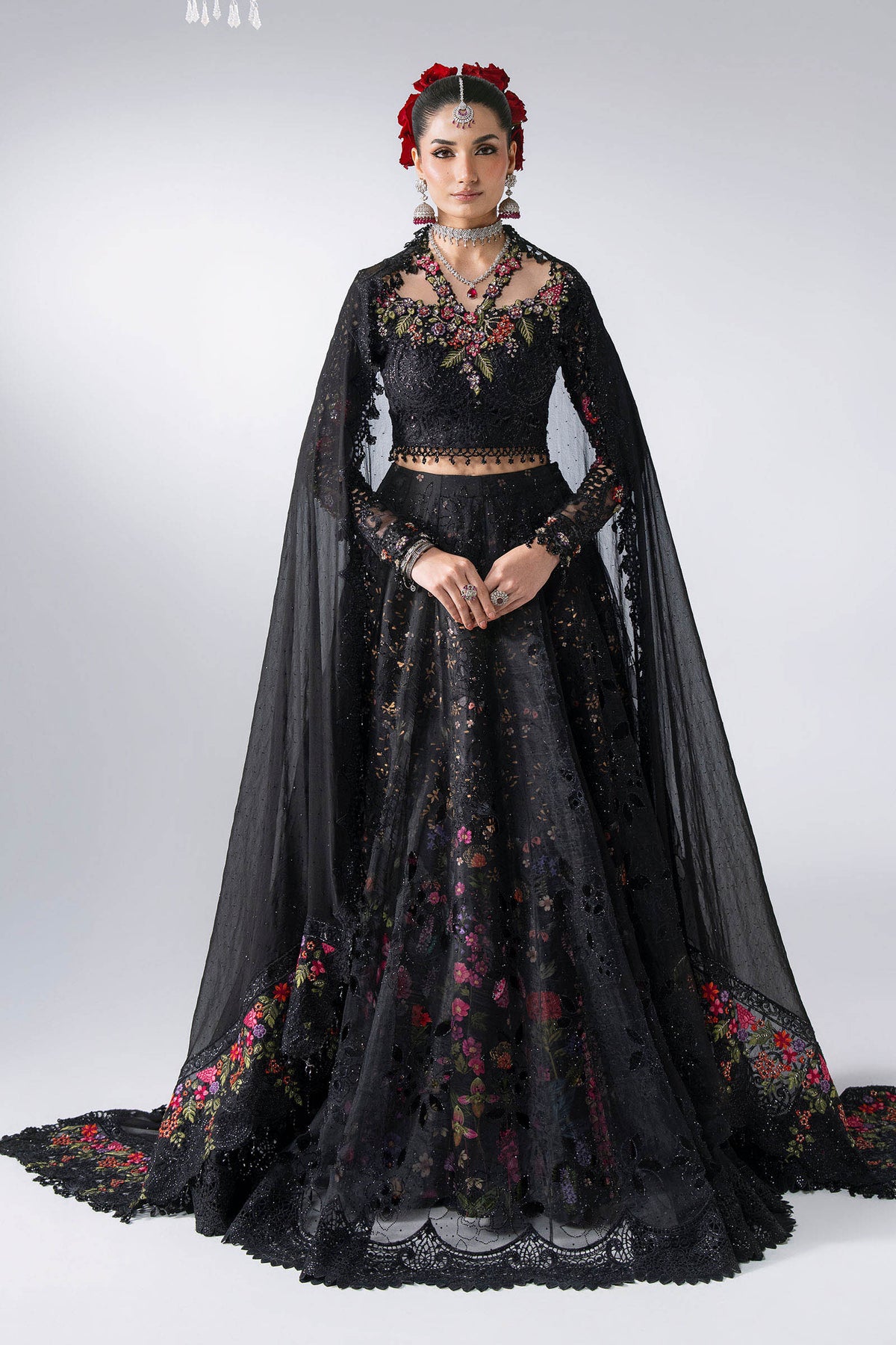 Maria.B Volume 31 – 3 Piece Unstitched Embroidered Organza Skirt Suit (MBD-01)