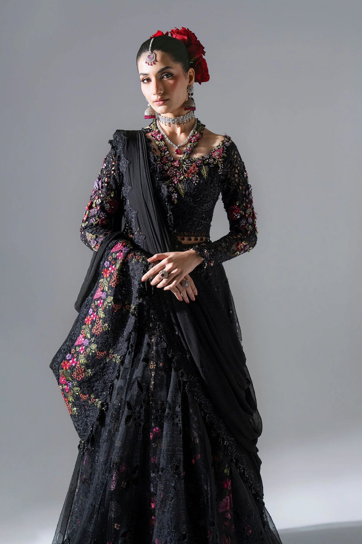 Maria.B Volume 31 – 3 Piece Unstitched Embroidered Organza Skirt Suit (MBD-01)