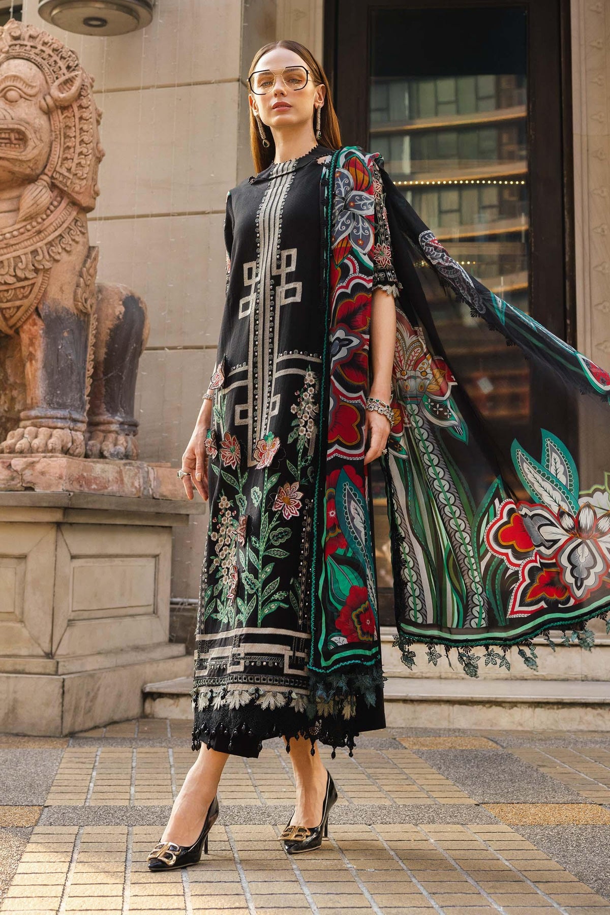 Maria.B 3 Piece Unstitched Embroidered Jacquard Lawn Suit (D-11)