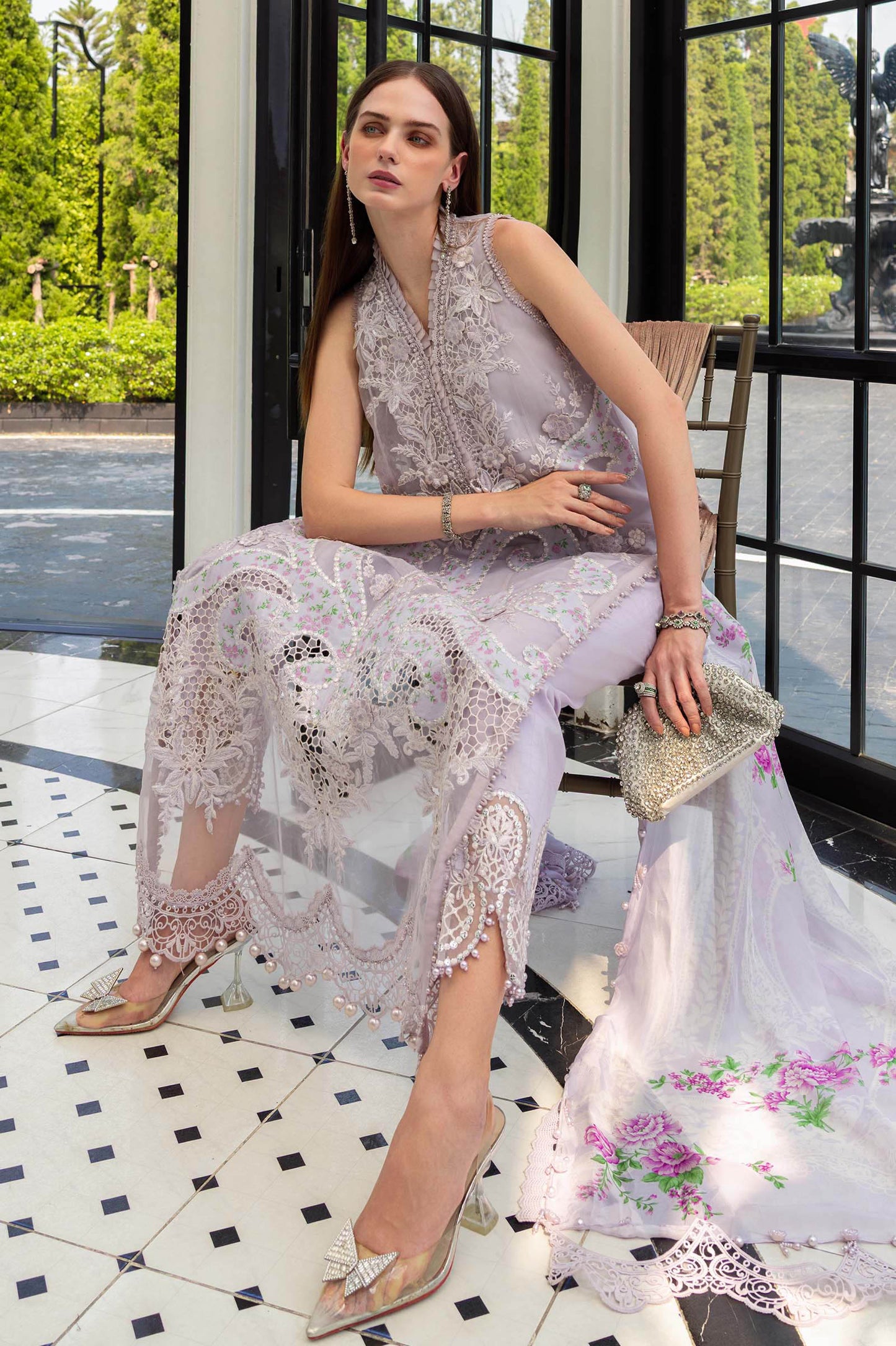 Maria.B 3 Piece Unstitched Embroidered Jacquard Lawn Suit (D-12)