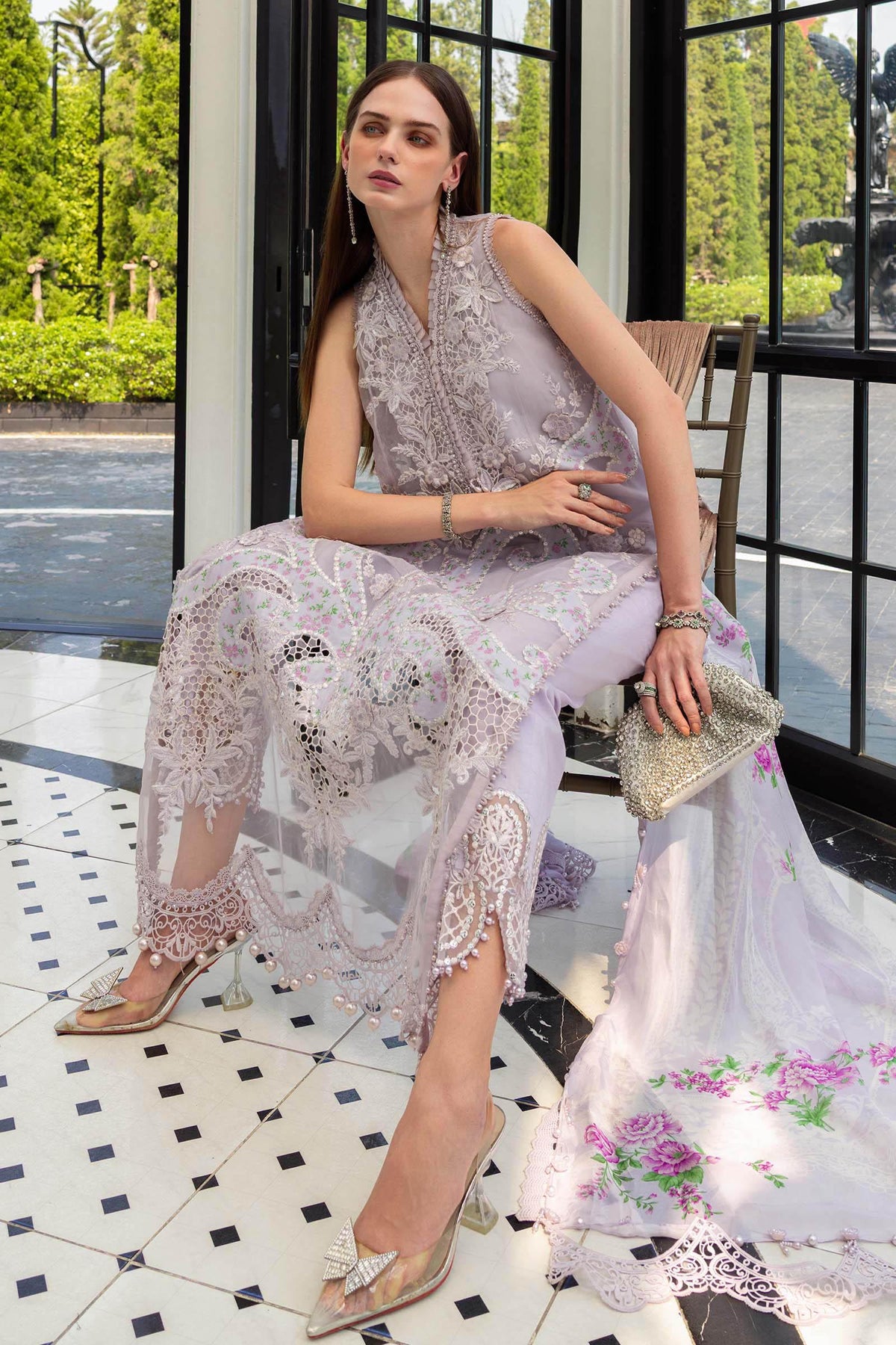 Maria.B 3 Piece Unstitched Embroidered Jacquard Lawn Suit (D-12)