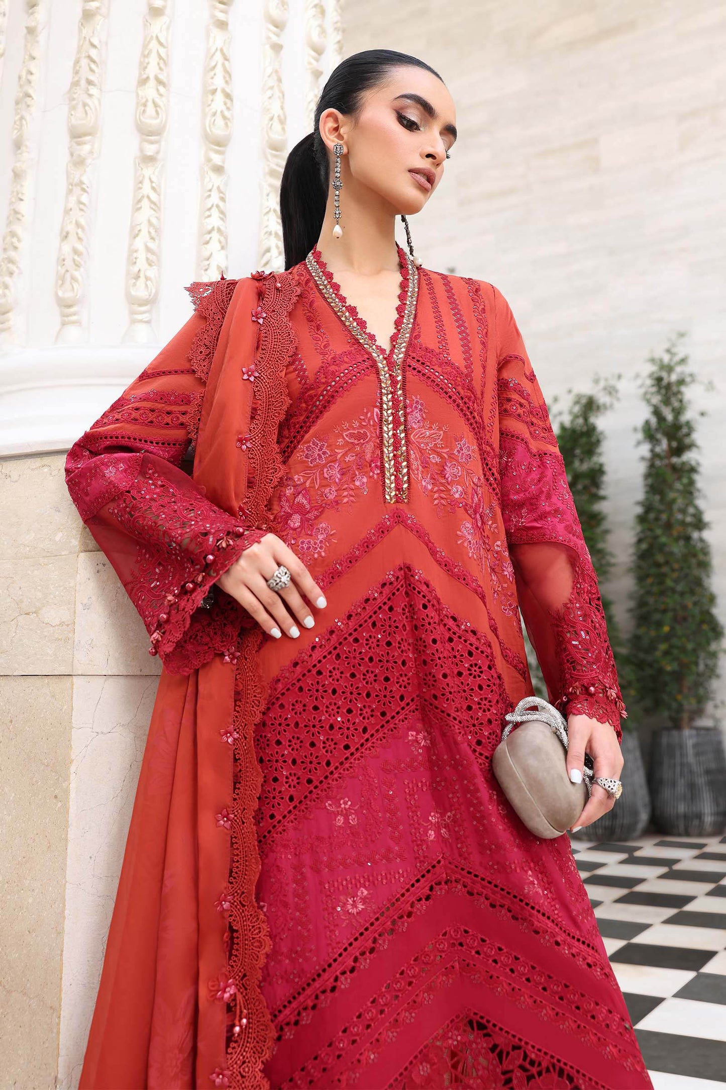 Maria.B 3 Piece Unstitched Embroidered Jacquard Lawn Suit (D-13)