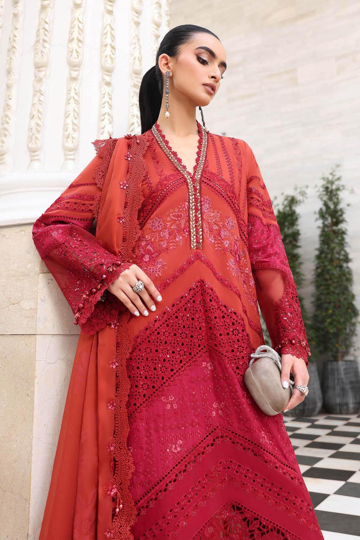 Maria.B 3 Piece Unstitched Embroidered Jacquard Lawn Suit (D-13)