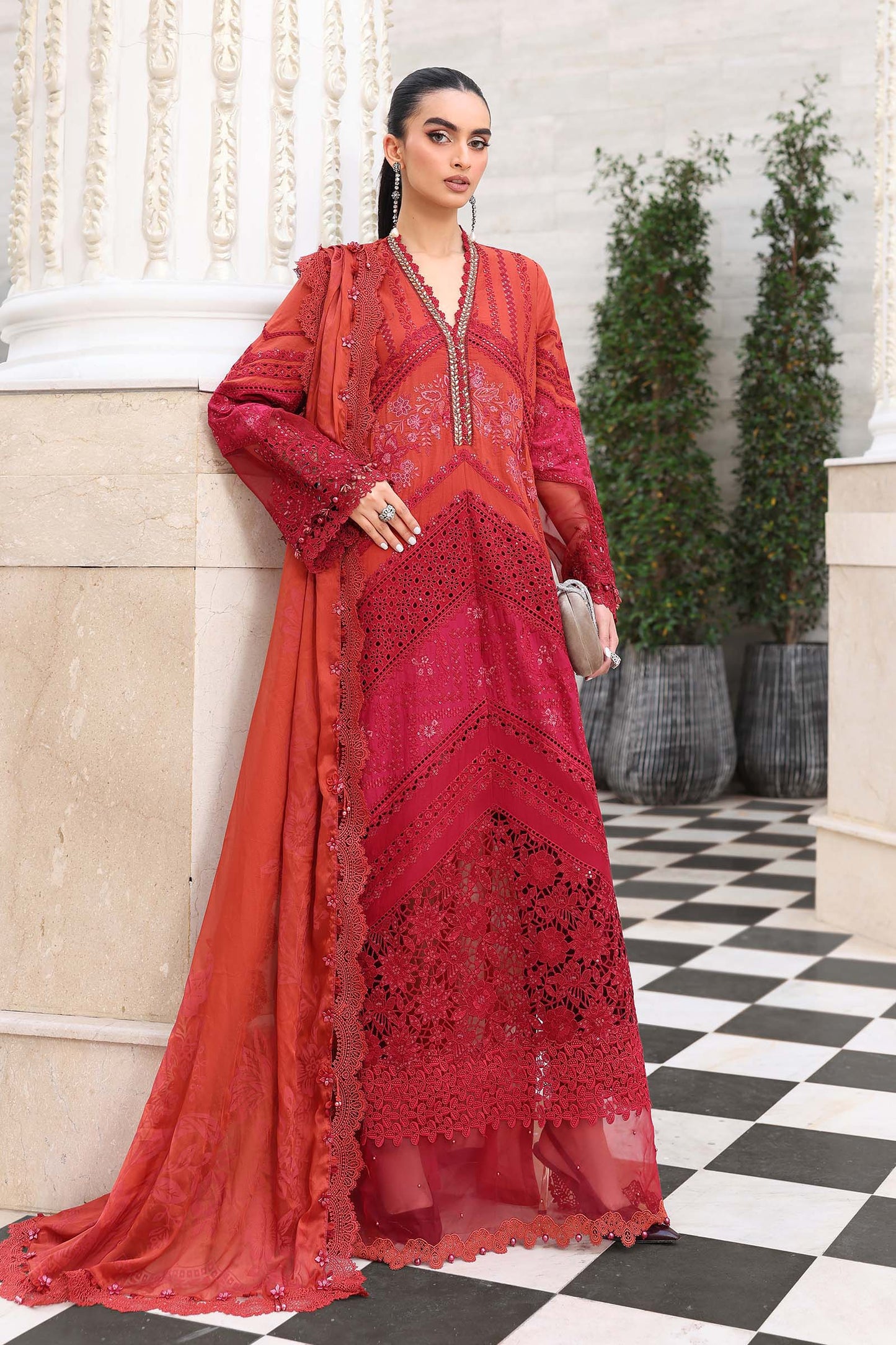 Maria.B 3 Piece Unstitched Embroidered Jacquard Lawn Suit (D-13)