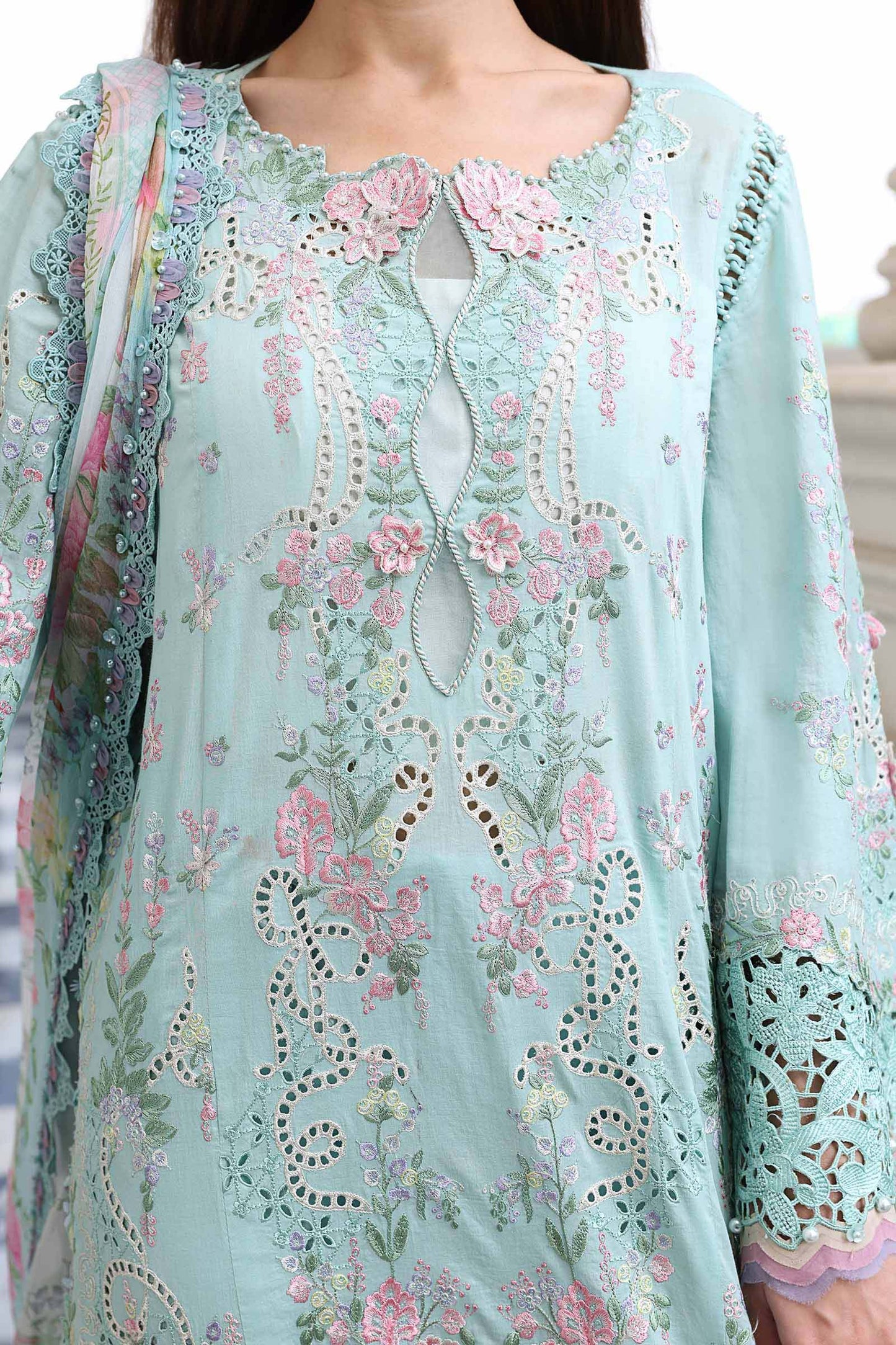 Maria.B 3 Piece Unstitched Embroidered Jacquard Lawn Suit (D-15)
