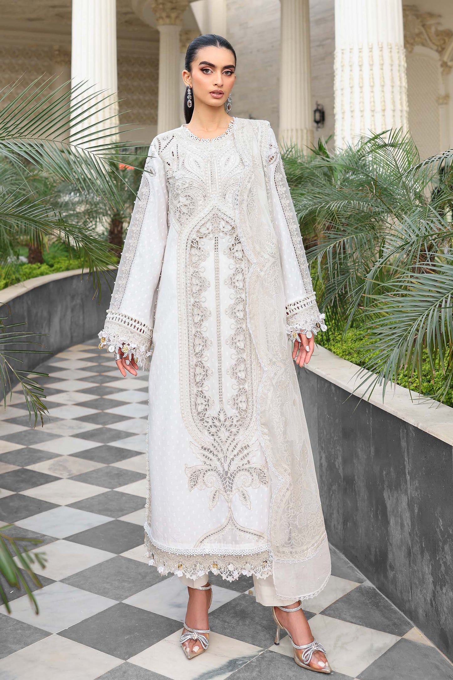 Maria.B 3 Piece Unstitched Embroidered Jacquard Lawn Suit (D-1)