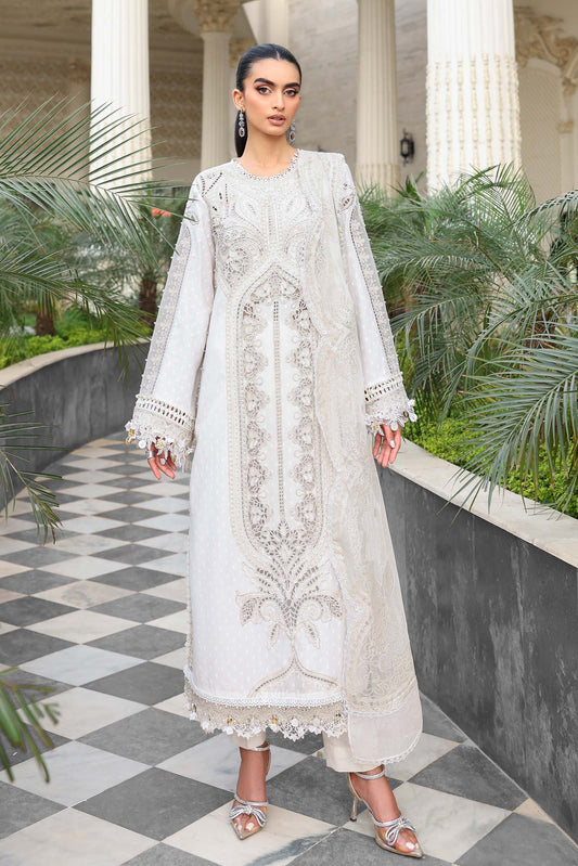 Maria.B 3 Piece Unstitched Embroidered Jacquard Lawn Suit (D-1)