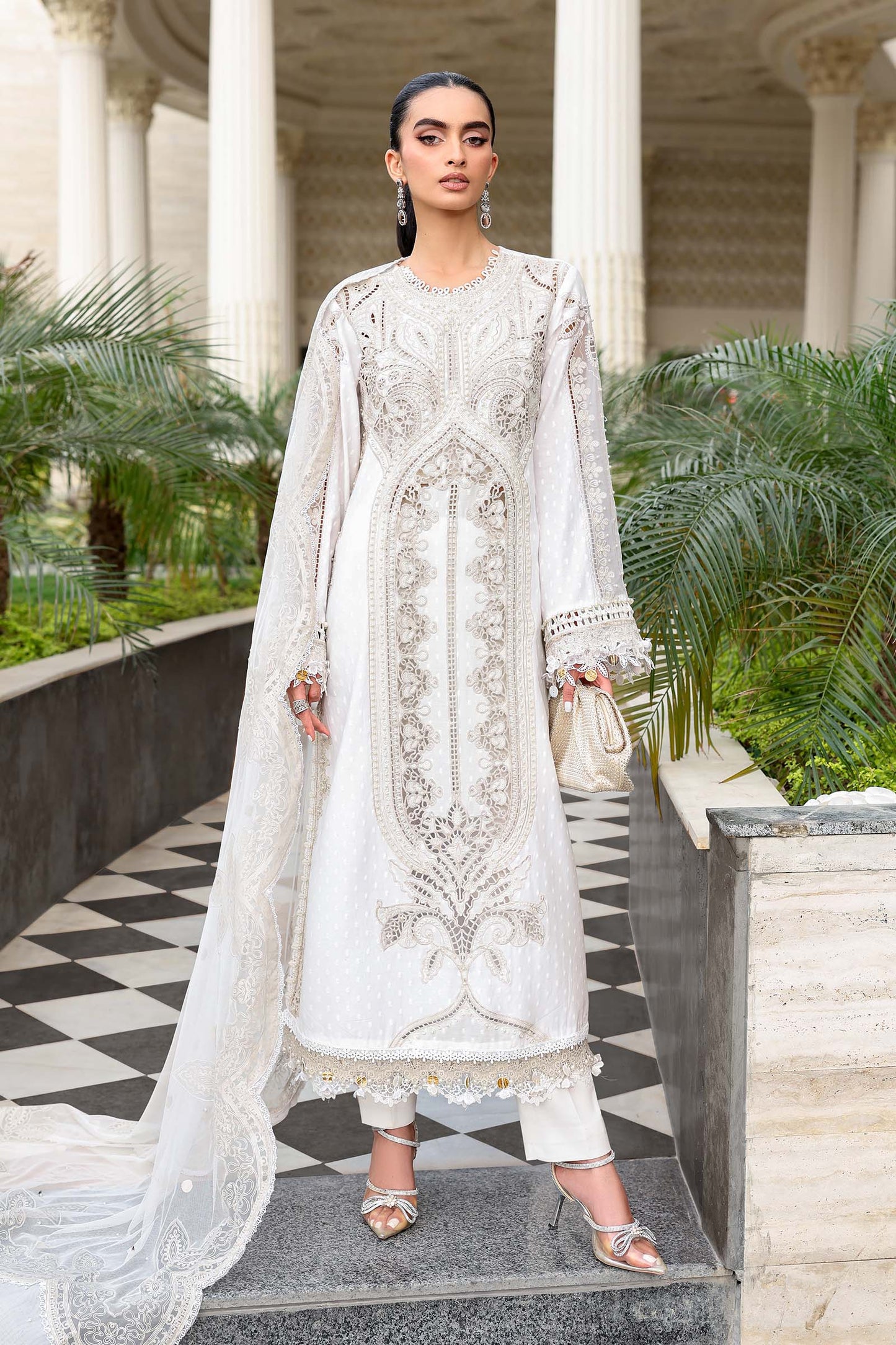 Maria.B 3 Piece Unstitched Embroidered Jacquard Lawn Suit (D-1)