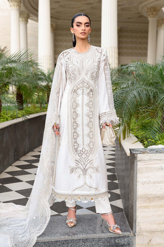 Maria.B 3 Piece Unstitched Embroidered Jacquard Lawn Suit (D-1)