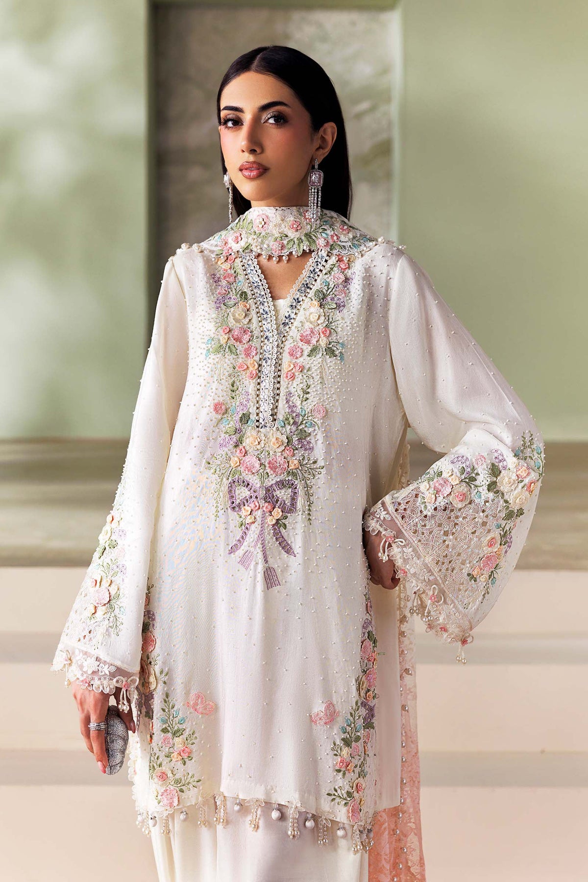 Maria.B Soiree Volume 01 – 3 Piece Unstitched Embroidered Tusser Silk Suit (D2)