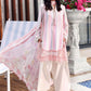 Maria.B M.PRINTS Embroidered Lawn 3 Piece Unstitched Suit –  Pink & White (02A)