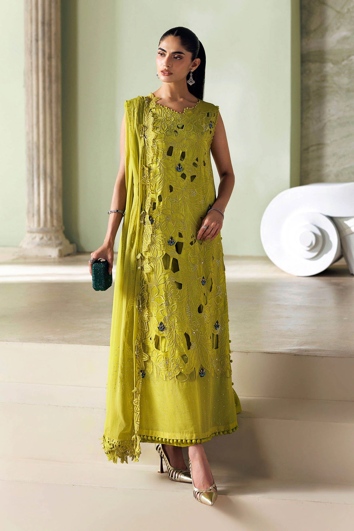 Maria.B Soiree Volume 01 – 3 Piece Unstitched Embroidered Tusser Silk Suit (D3)