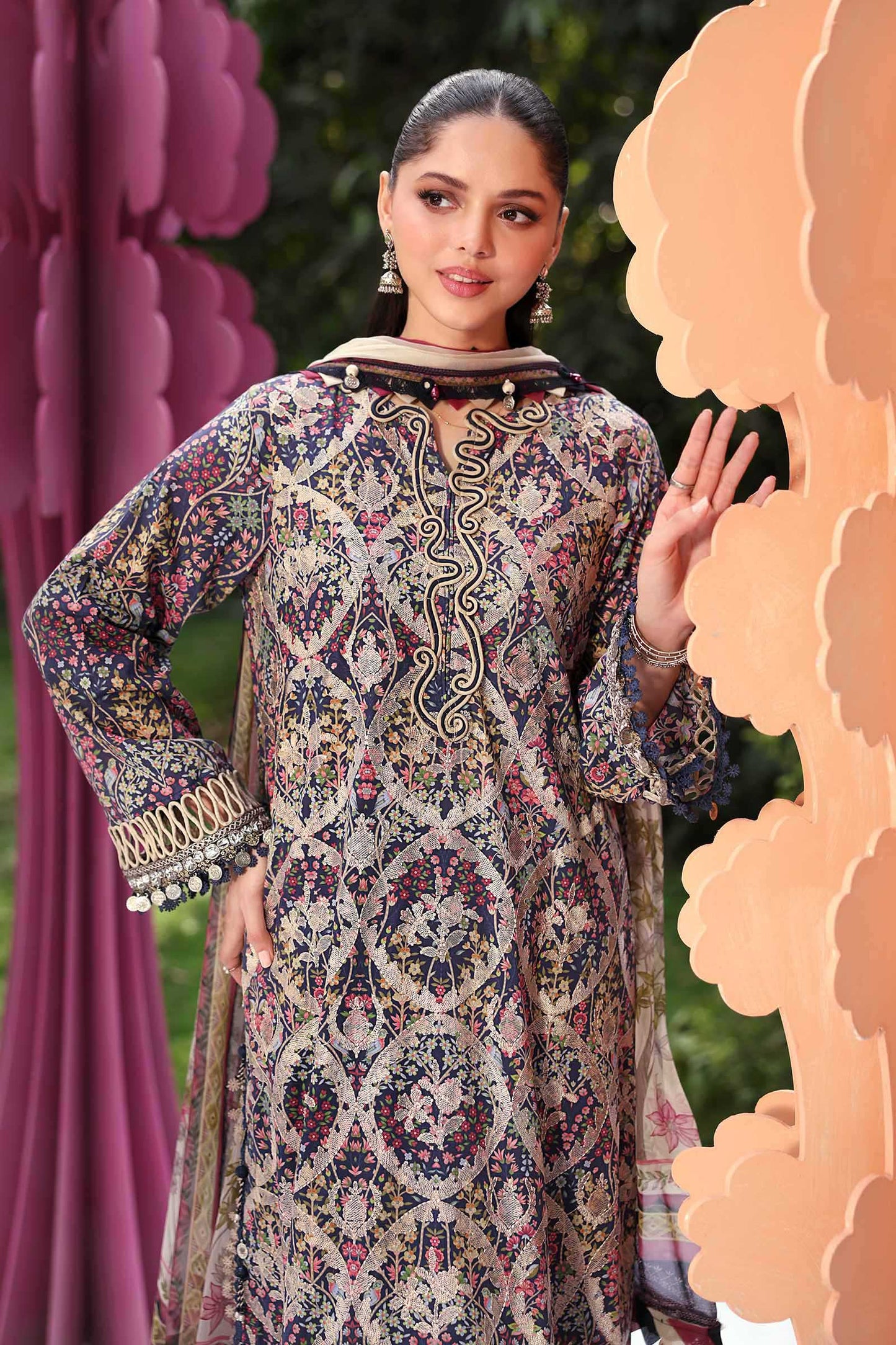 Maria.B M.PRINTS Embroidered Lawn 3 Piece Unstitched Suit – Blue (3B)