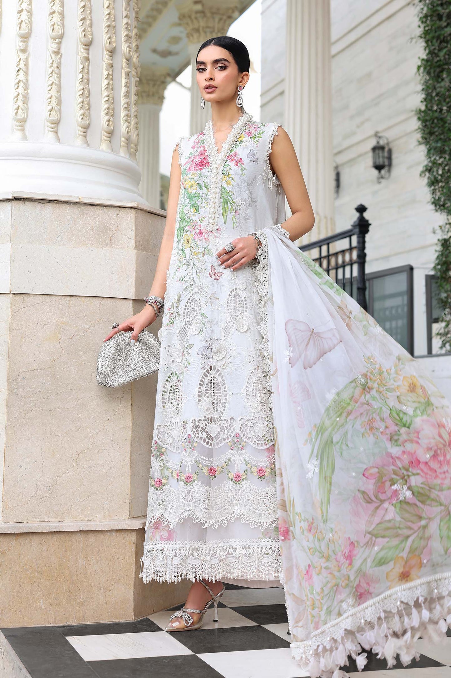 Maria.B 3 Piece Unstitched Embroidered Jacquard Lawn Suit (D-3)