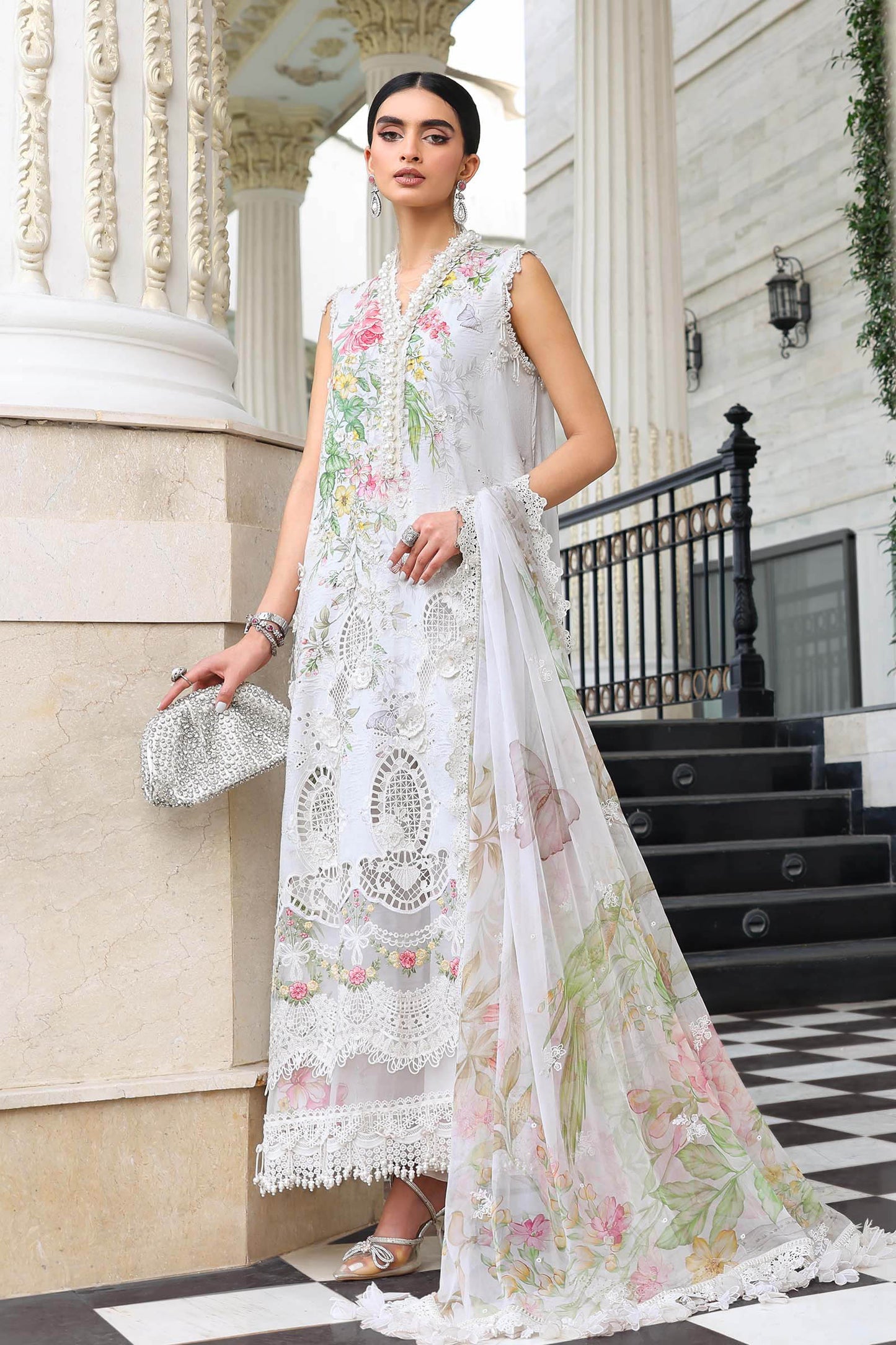 Maria.B 3 Piece Unstitched Embroidered Jacquard Lawn Suit (D-3)