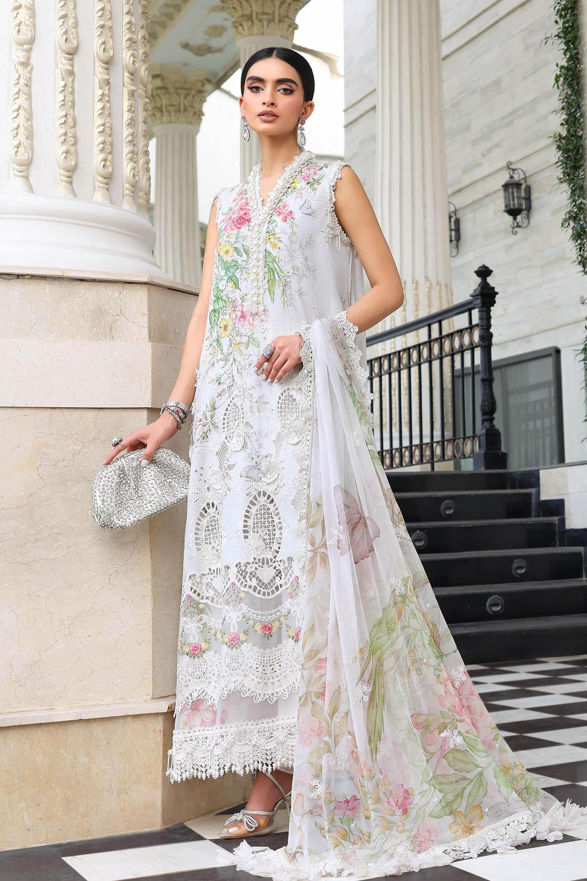 Maria.B 3 Piece Unstitched Embroidered Jacquard Lawn Suit (D-3)