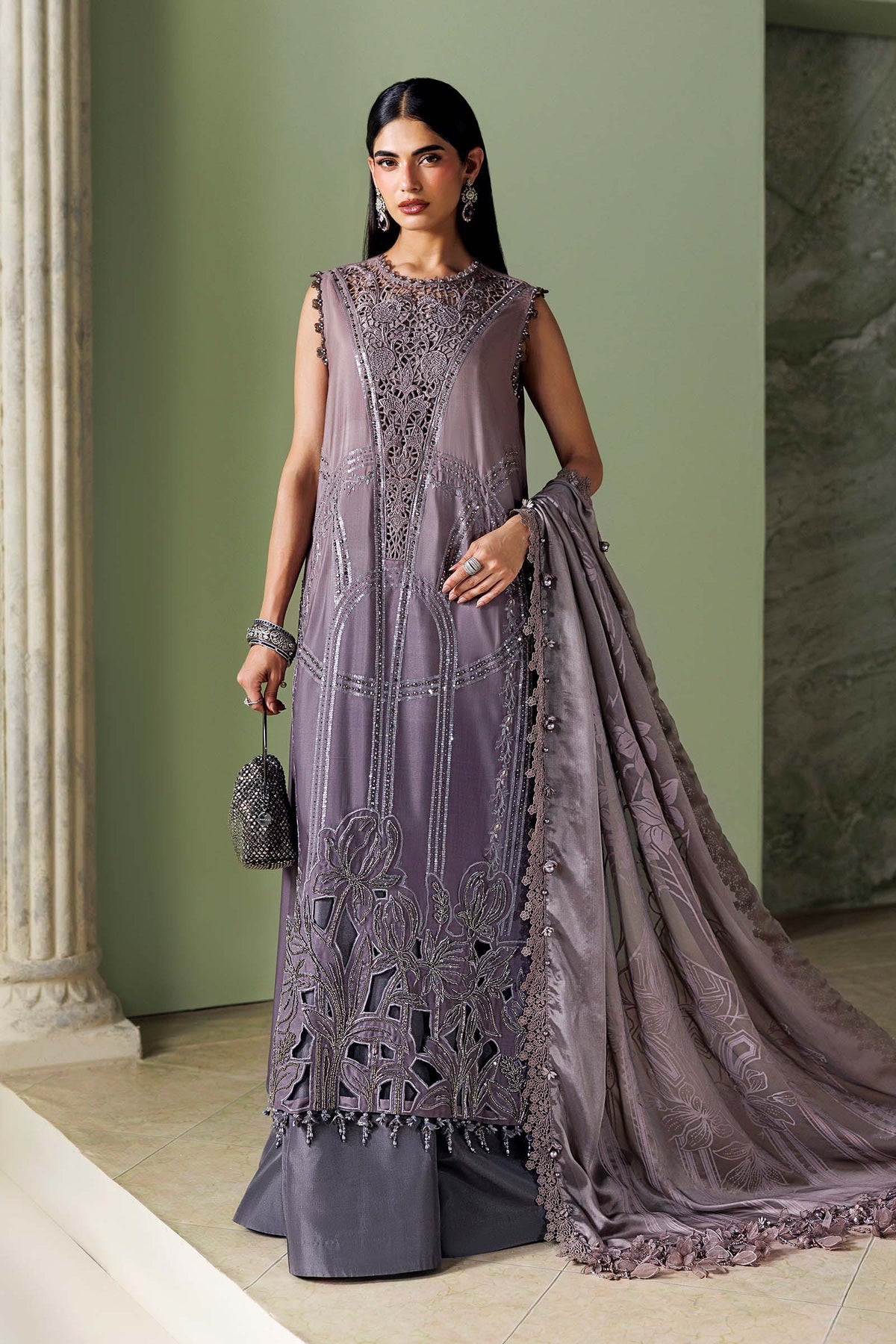 Maria.B Soiree Volume 01 – 3 Piece Unstitched Embroidered Tusser Silk Suit (D4)