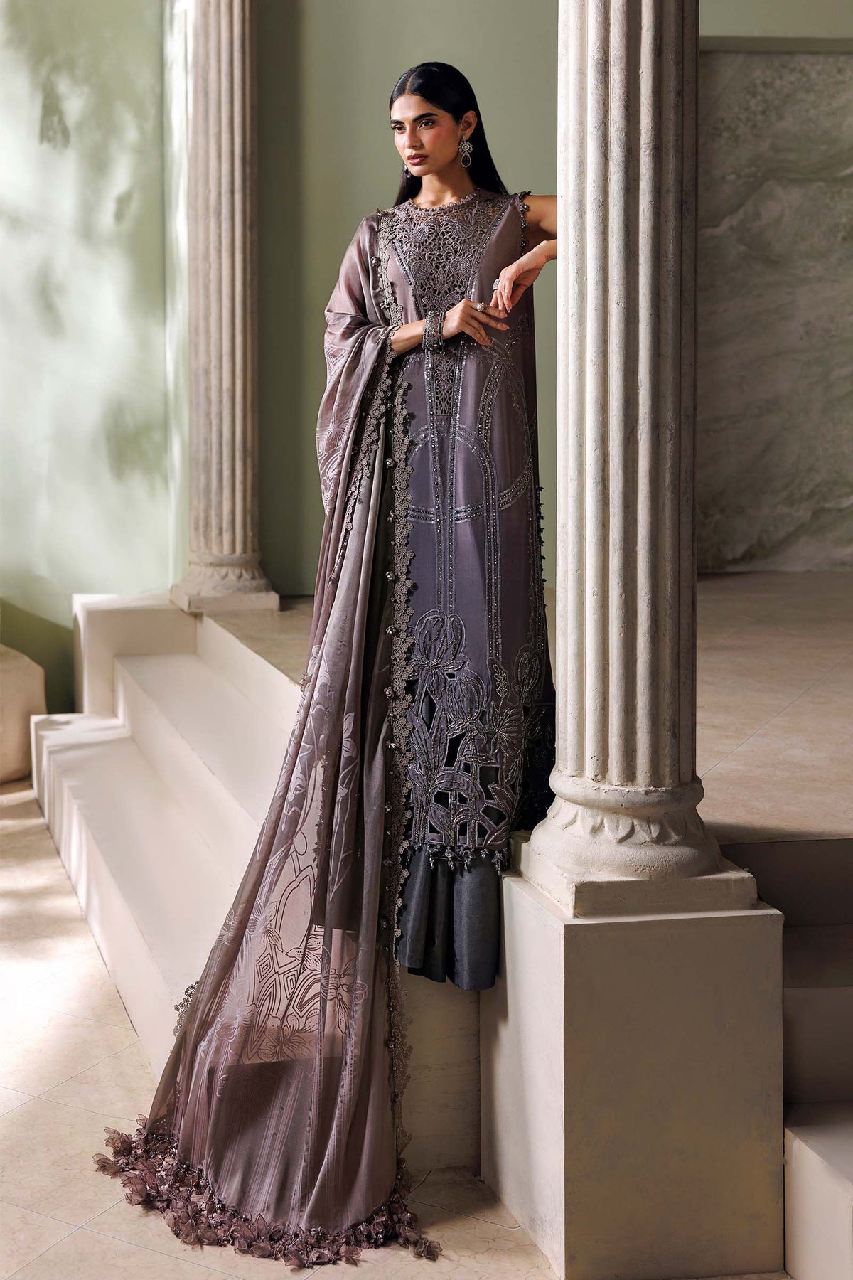 Maria.B Soiree Volume 01 – 3 Piece Unstitched Embroidered Tusser Silk Suit (D4)