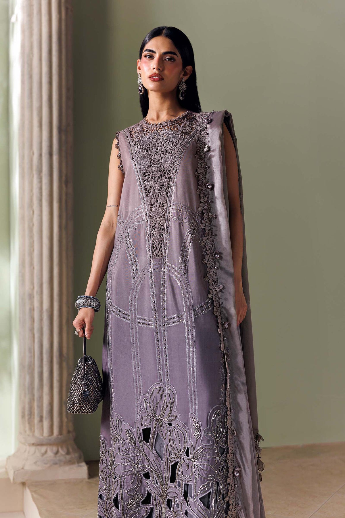 Maria.B Soiree Volume 01 – 3 Piece Unstitched Embroidered Tusser Silk Suit (D4)