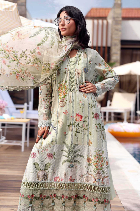 Maria.B M.PRINTS Embroidered Lawn 3 Piece Unstitched Suit – Green (4B)