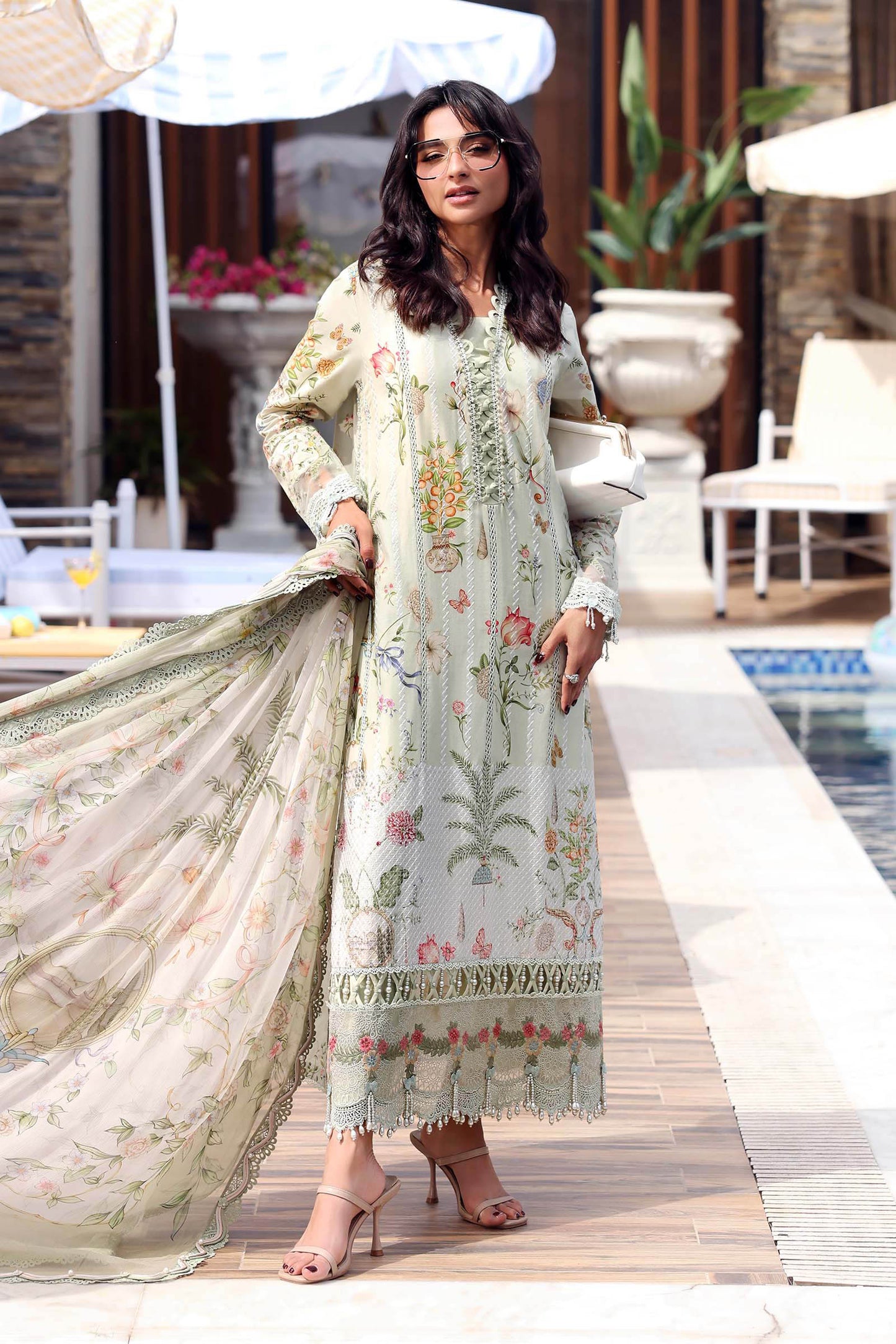 Maria.B M.PRINTS Embroidered Lawn 3 Piece Unstitched Suit – Green (4B)