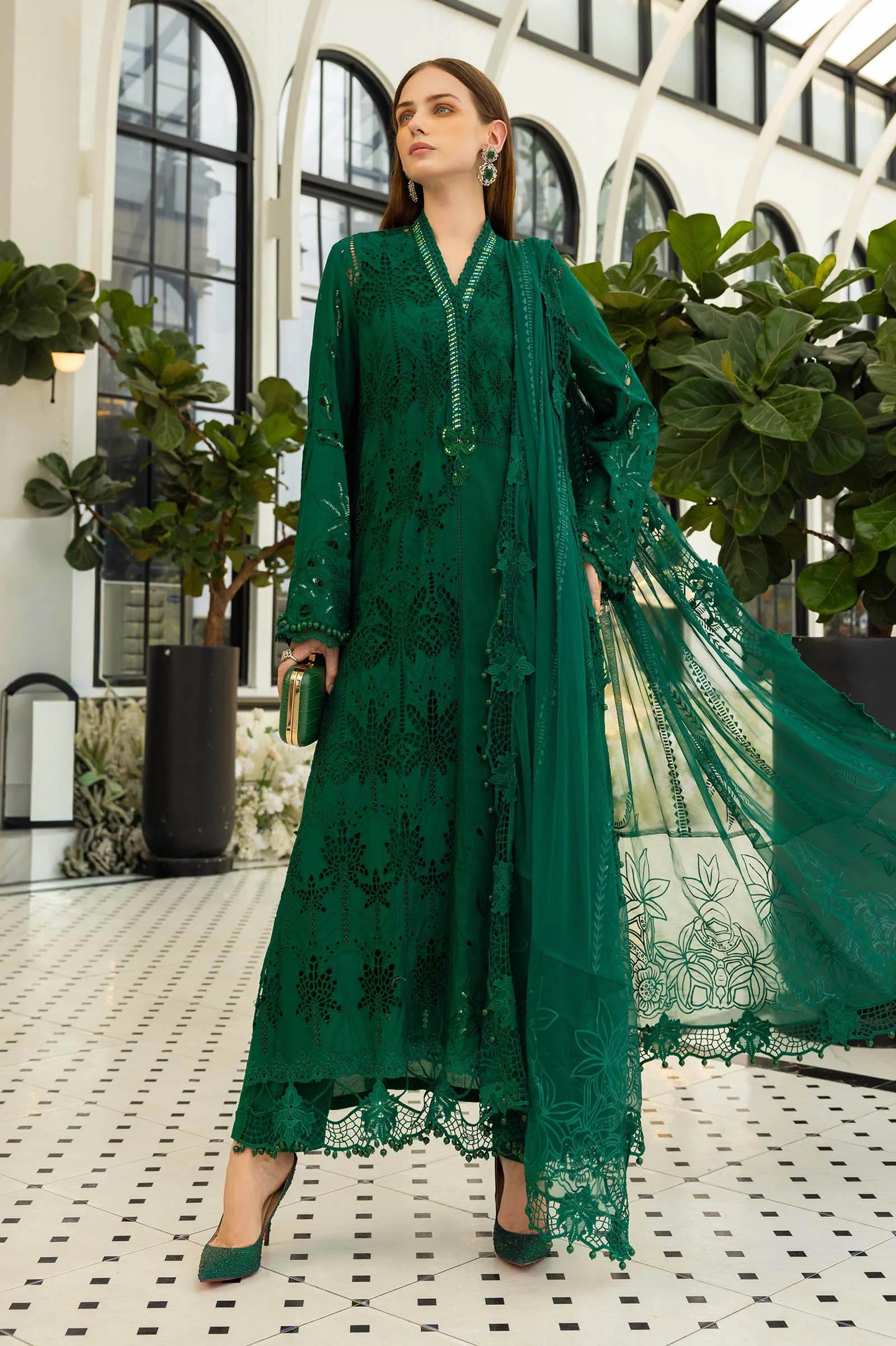 Maria.B 3 Piece Unstitched Embroidered Jacquard Lawn Suit (D-4)