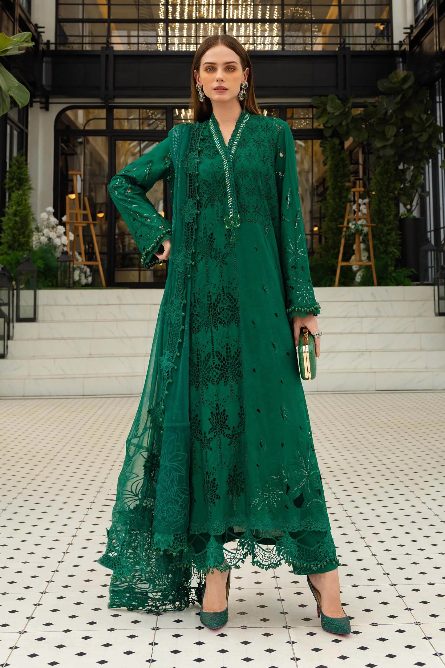 Maria.B 3 Piece Unstitched Embroidered Jacquard Lawn Suit (D-4)