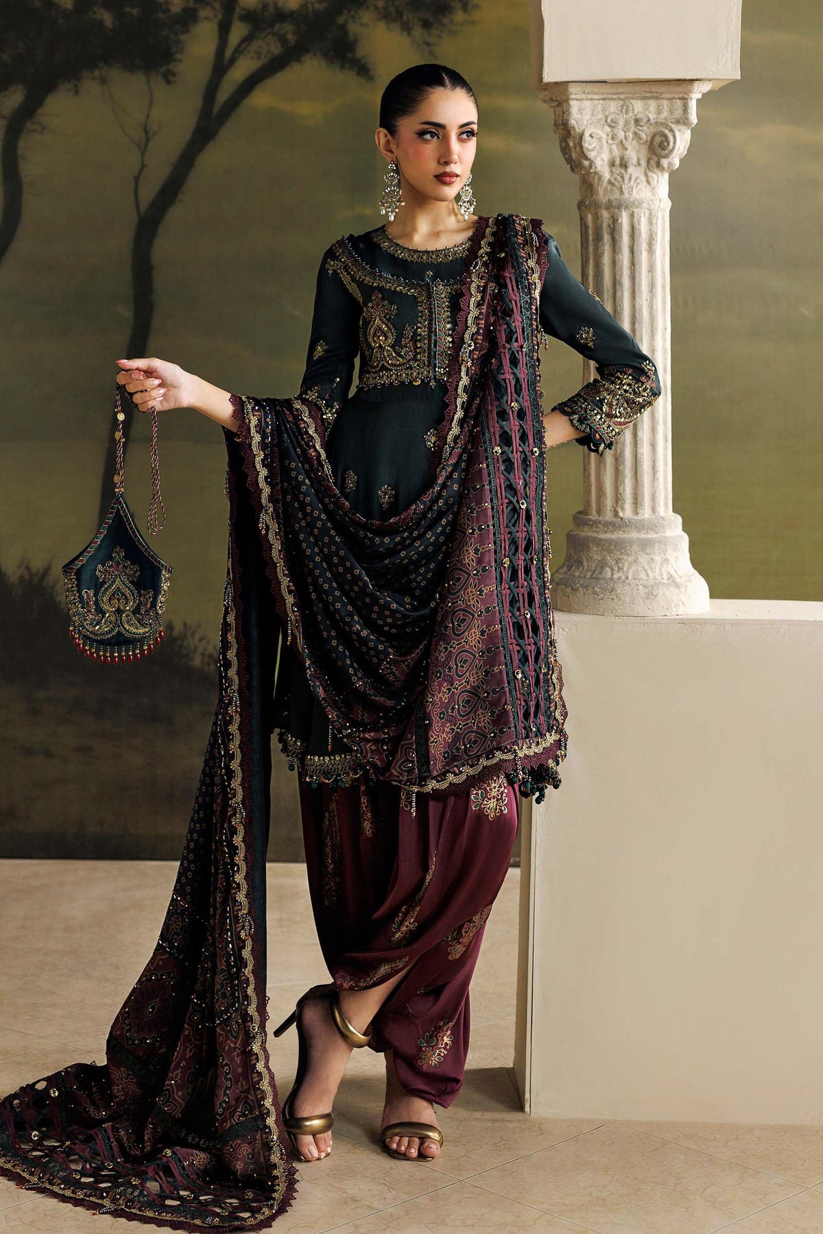 Maria.B Soiree Volume 01 – 3 Piece Unstitched Embroidered Tusser Silk Suit (D5)