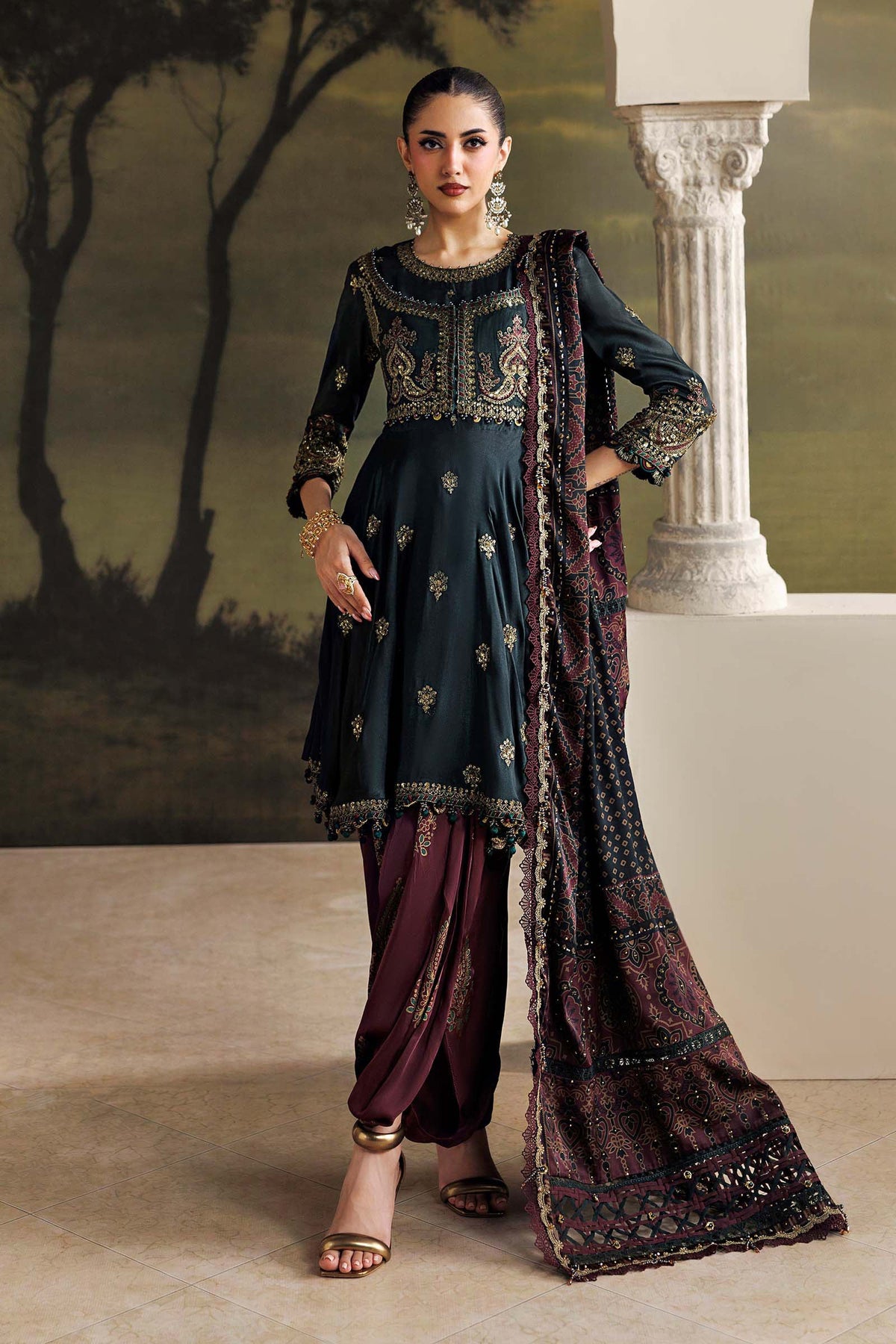 Maria.B Soiree Volume 01 – 3 Piece Unstitched Embroidered Tusser Silk Suit (D5)