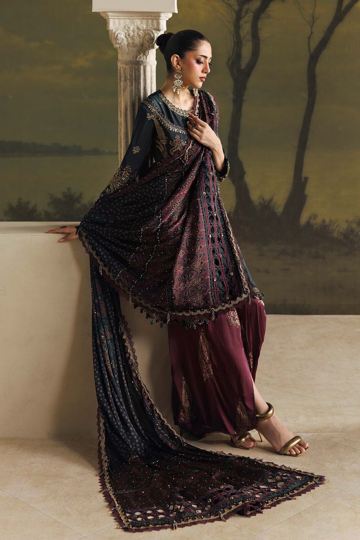 Maria.B Soiree Volume 01 – 3 Piece Unstitched Embroidered Tusser Silk Suit (D5)