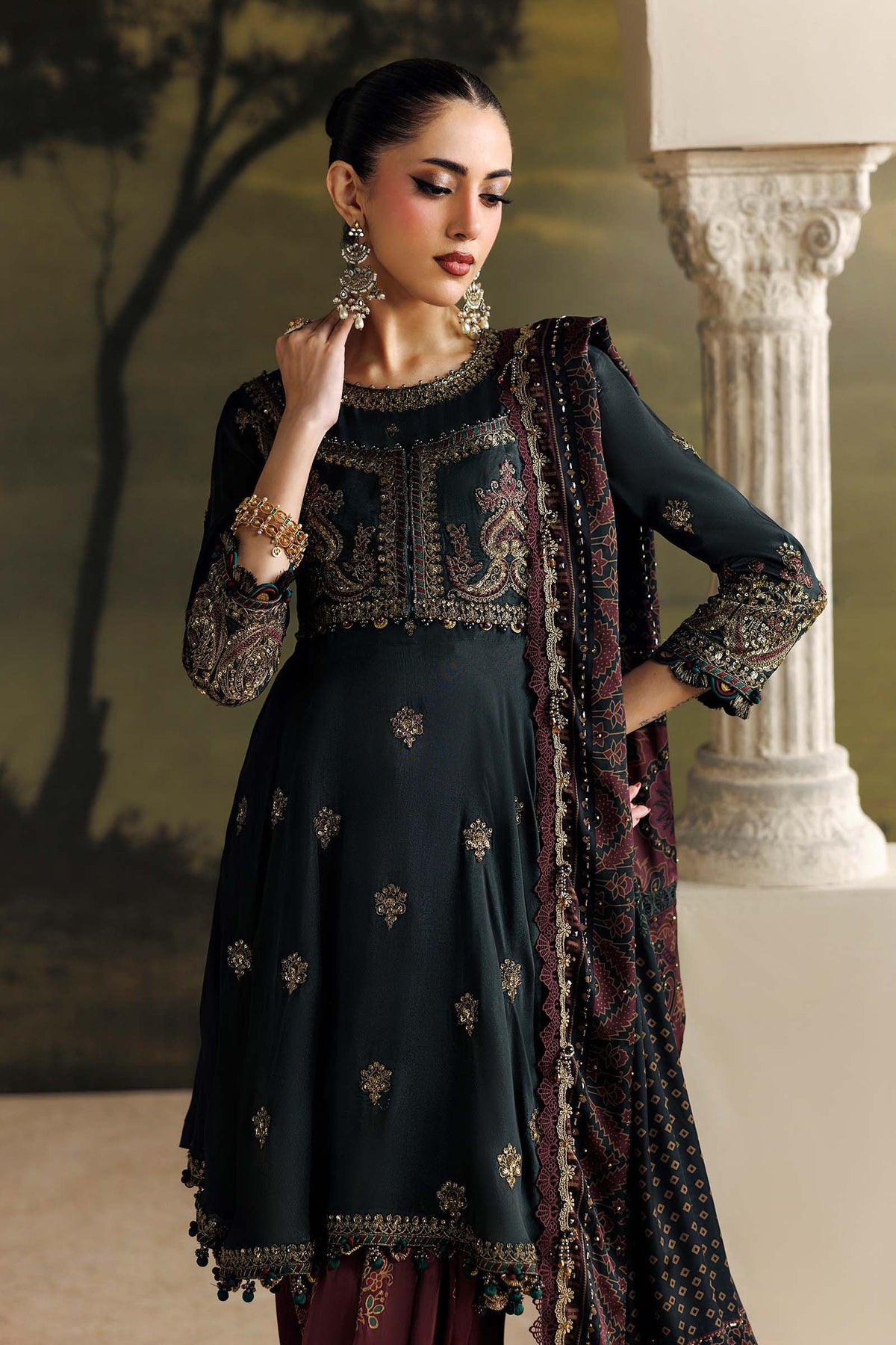 Maria.B Soiree Volume 01 – 3 Piece Unstitched Embroidered Tusser Silk Suit (D5)