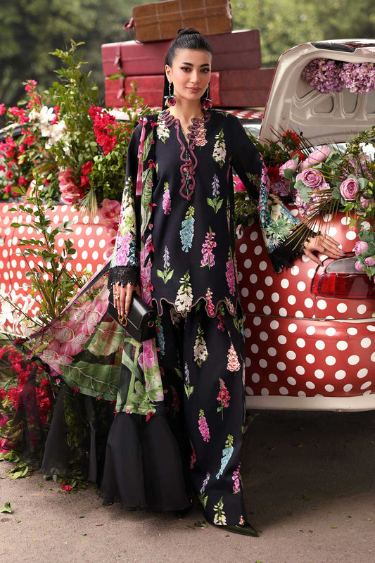 Maria.B M.PRINTS Embroidered Lawn 3 Piece Unstitched Suit – Black (5B)