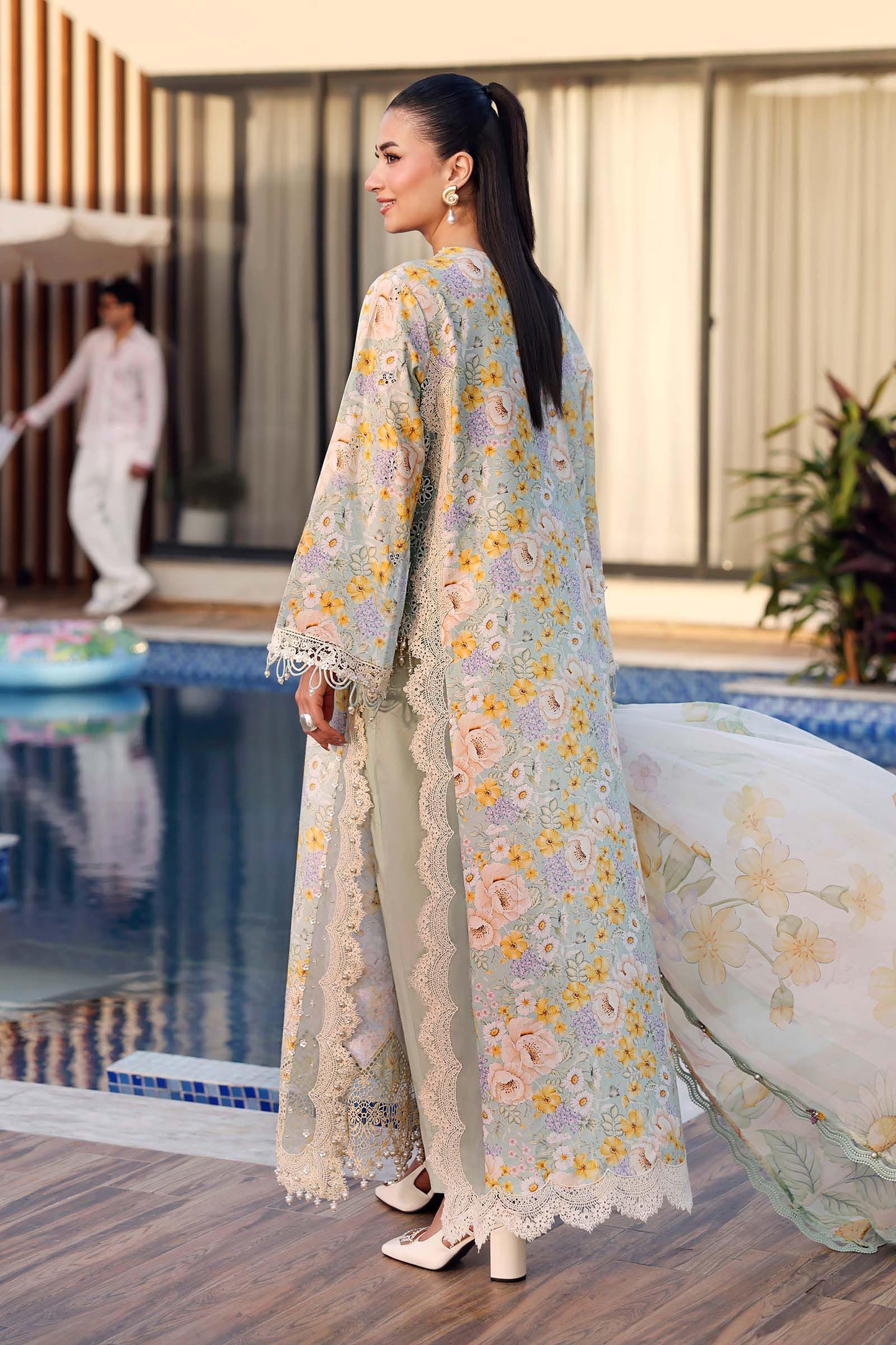 Maria.B M.PRINTS Embroidered Lawn 3 Piece Unstitched Suit – Sea Green (7A)