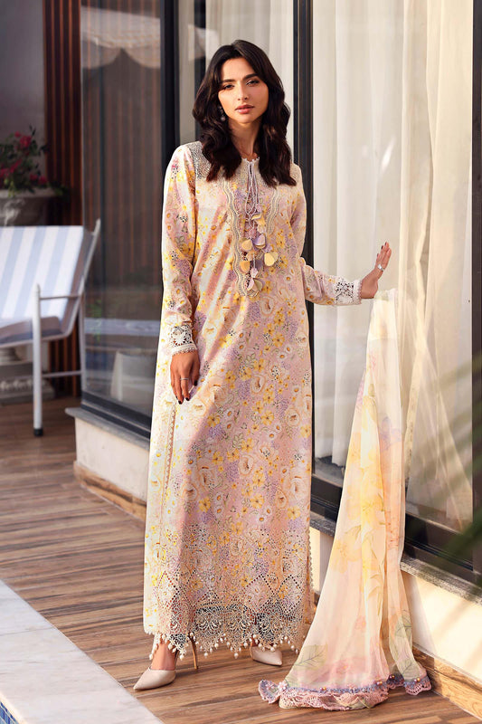 Maria.B M.PRINTS Embroidered Lawn 3 Piece Unstitched Suit – Lilac (7B)