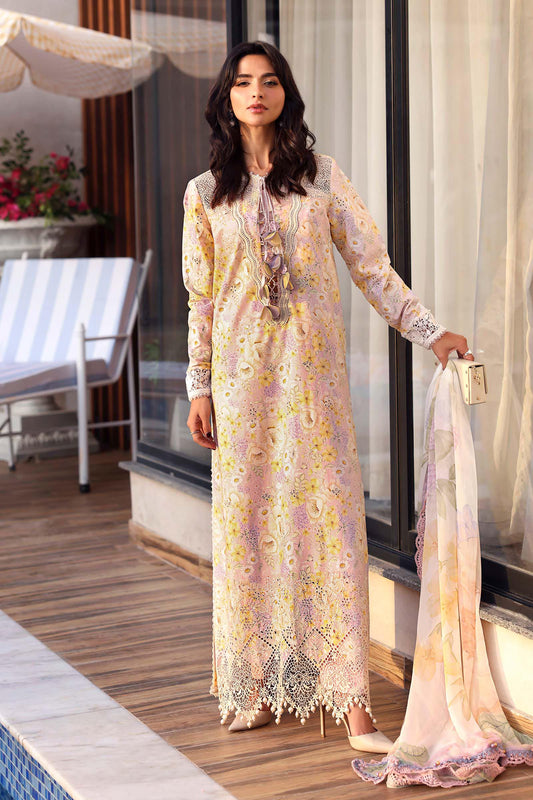 Maria.B M.PRINTS Embroidered Lawn 3 Piece Unstitched Suit – Lilac (7B)
