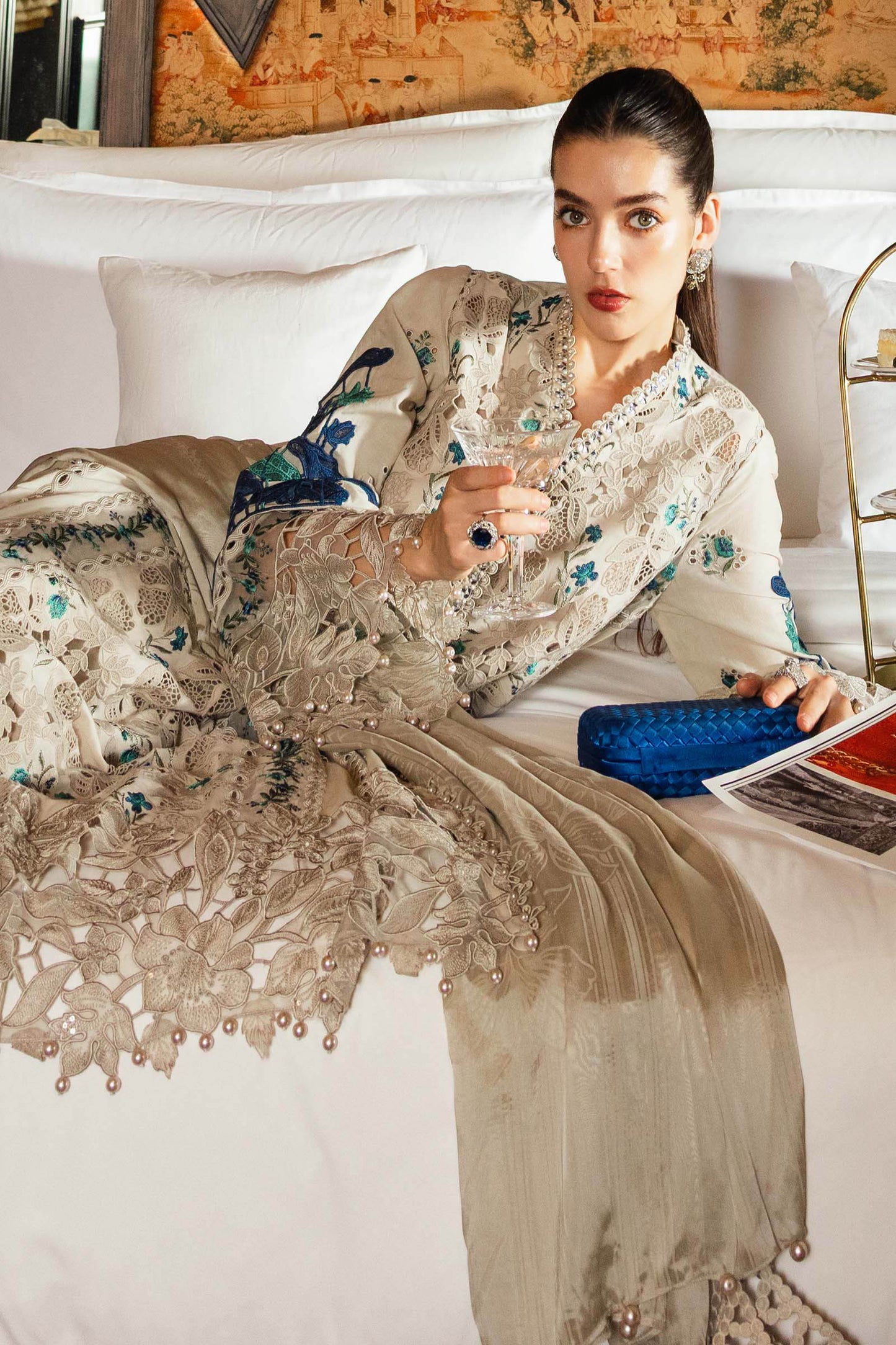 Maria.B 3 Piece Unstitched Embroidered Jacquard Lawn Suit (D-8)