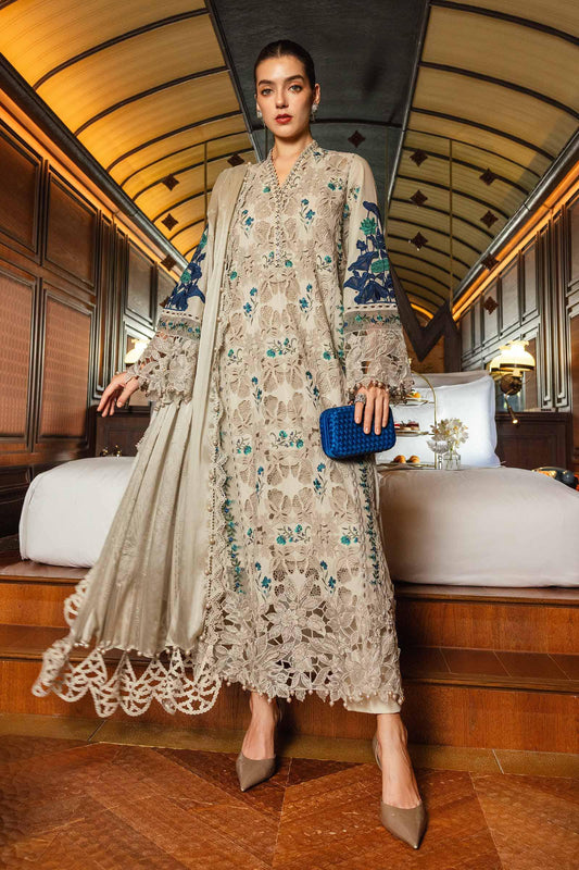 Maria.B 3 Piece Unstitched Embroidered Jacquard Lawn Suit (D-8)