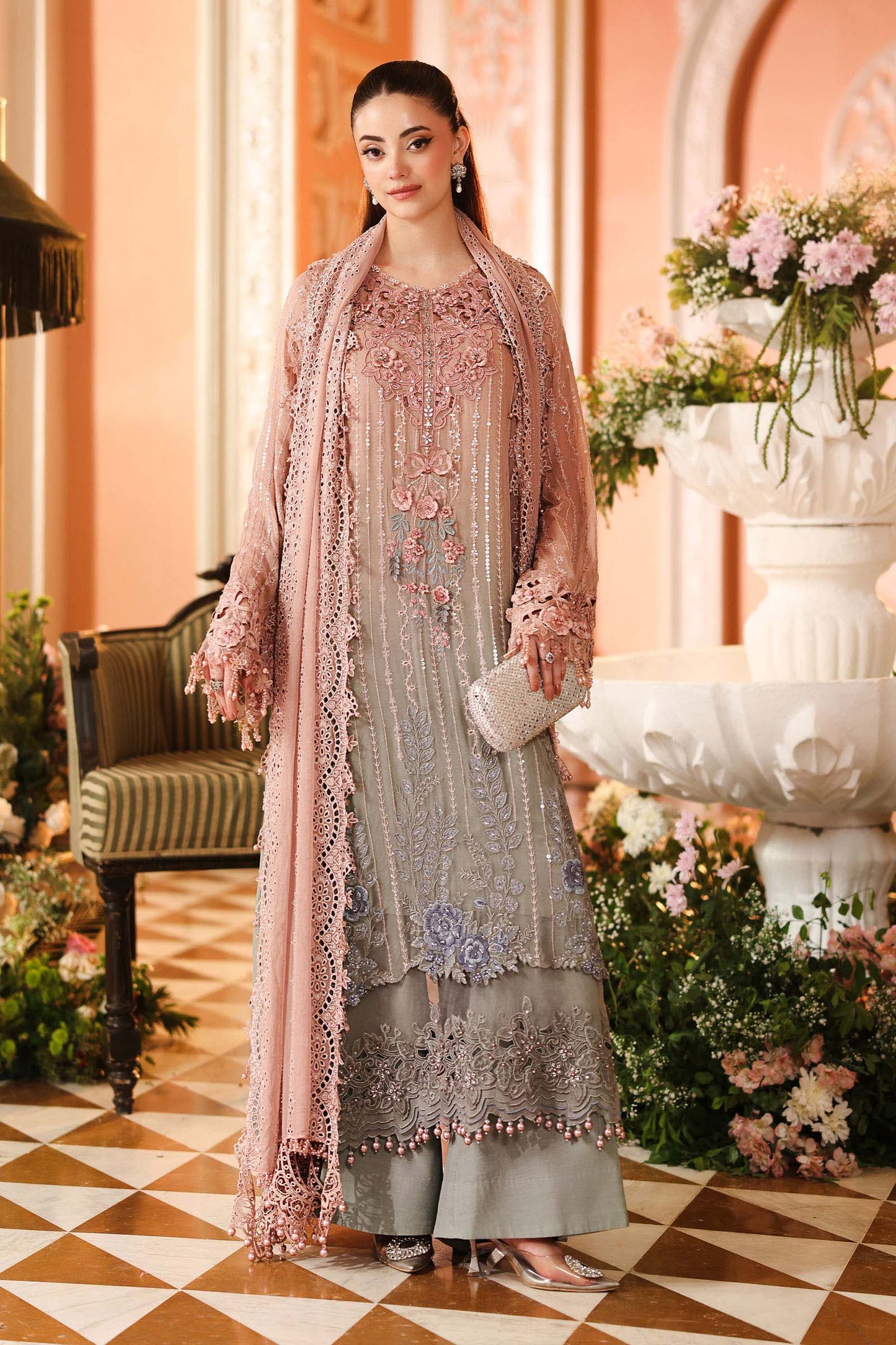 Maria.B 3-Piece Embroidered Chiffon Unstitched Suit (MPC-07-07)