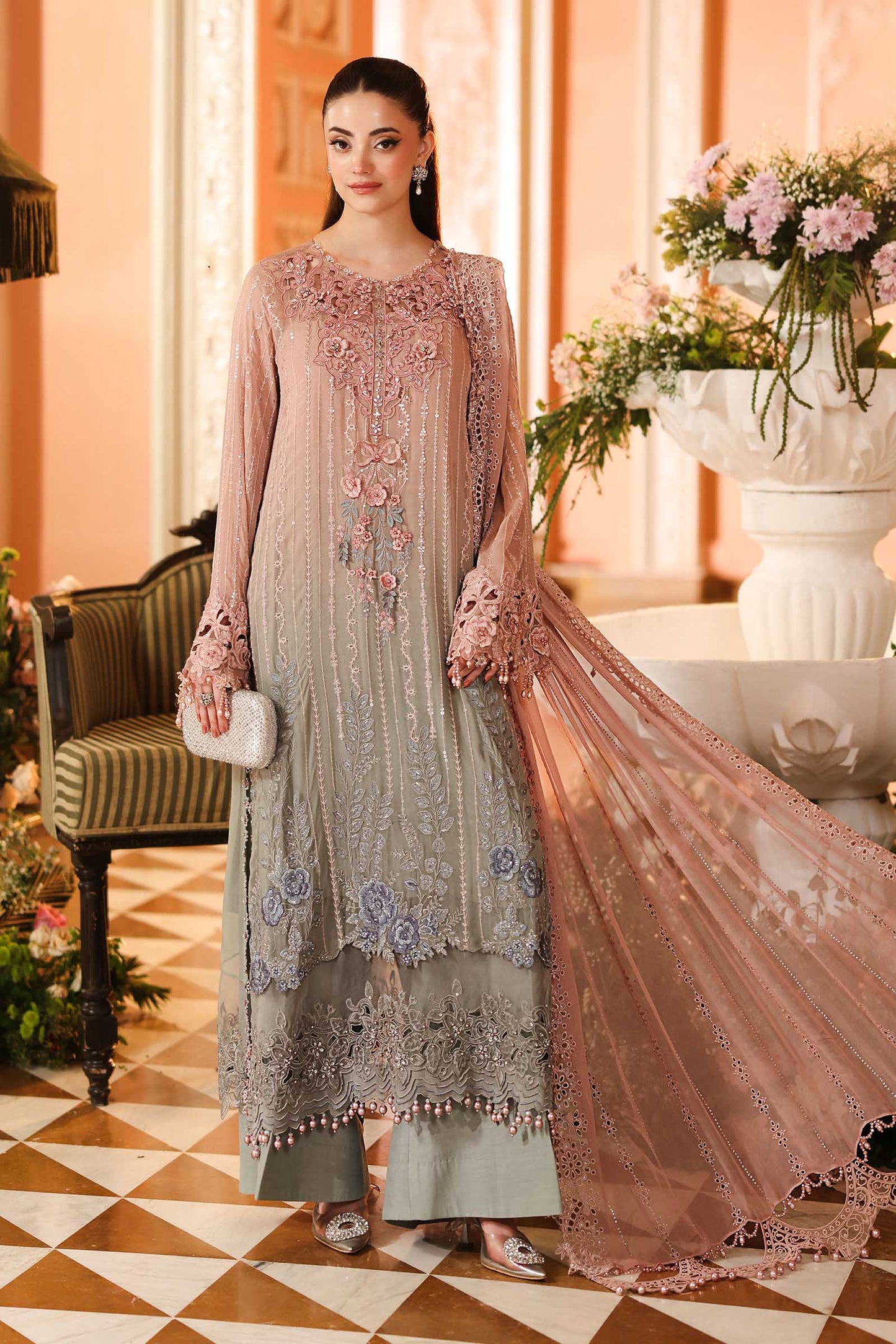 Maria.B 3-Piece Embroidered Chiffon Unstitched Suit (MPC-07-07)