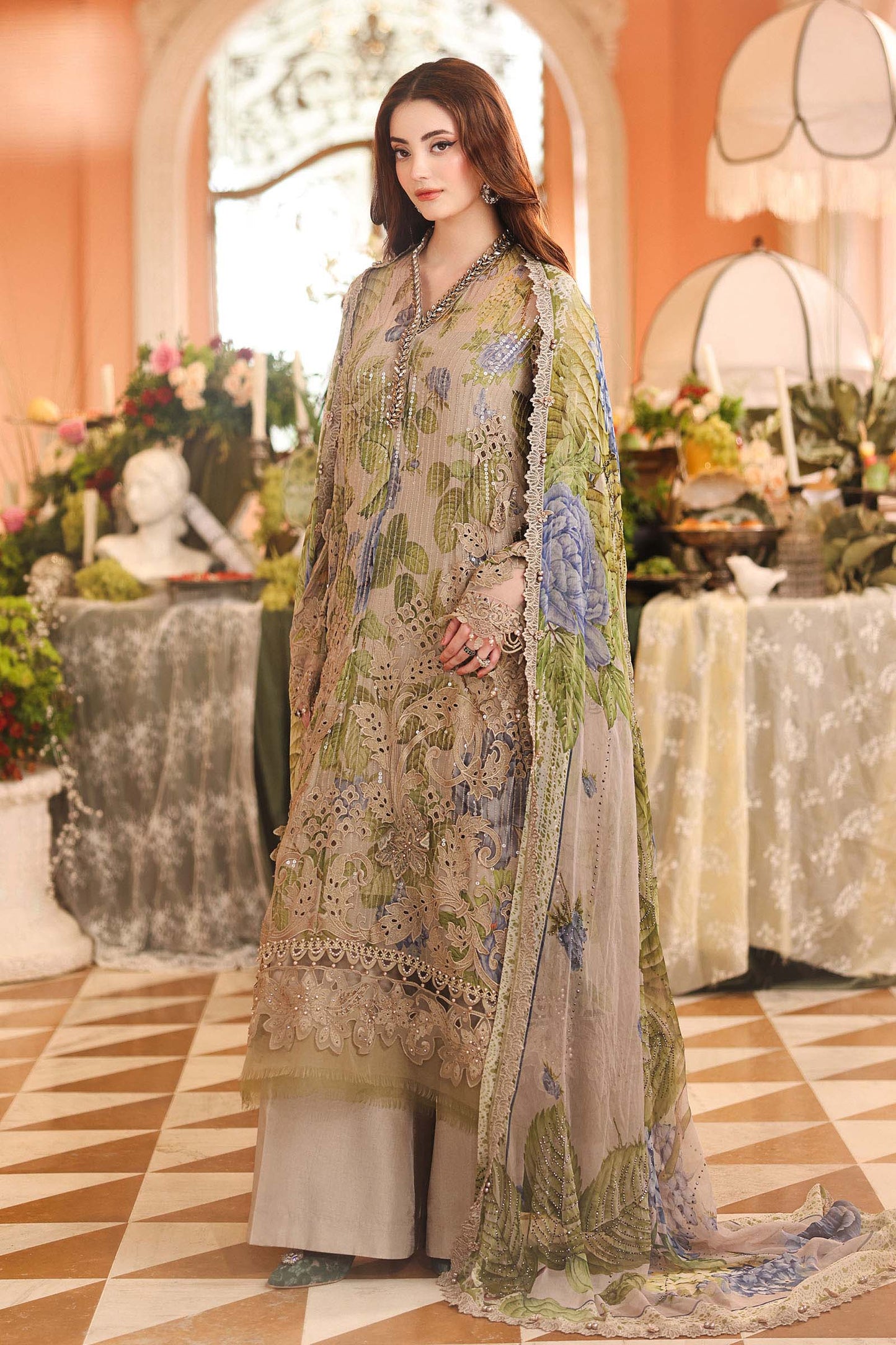 Maria.B 3-Piece Embroidered Chiffon Unstitched Suit (MPC-07-05)